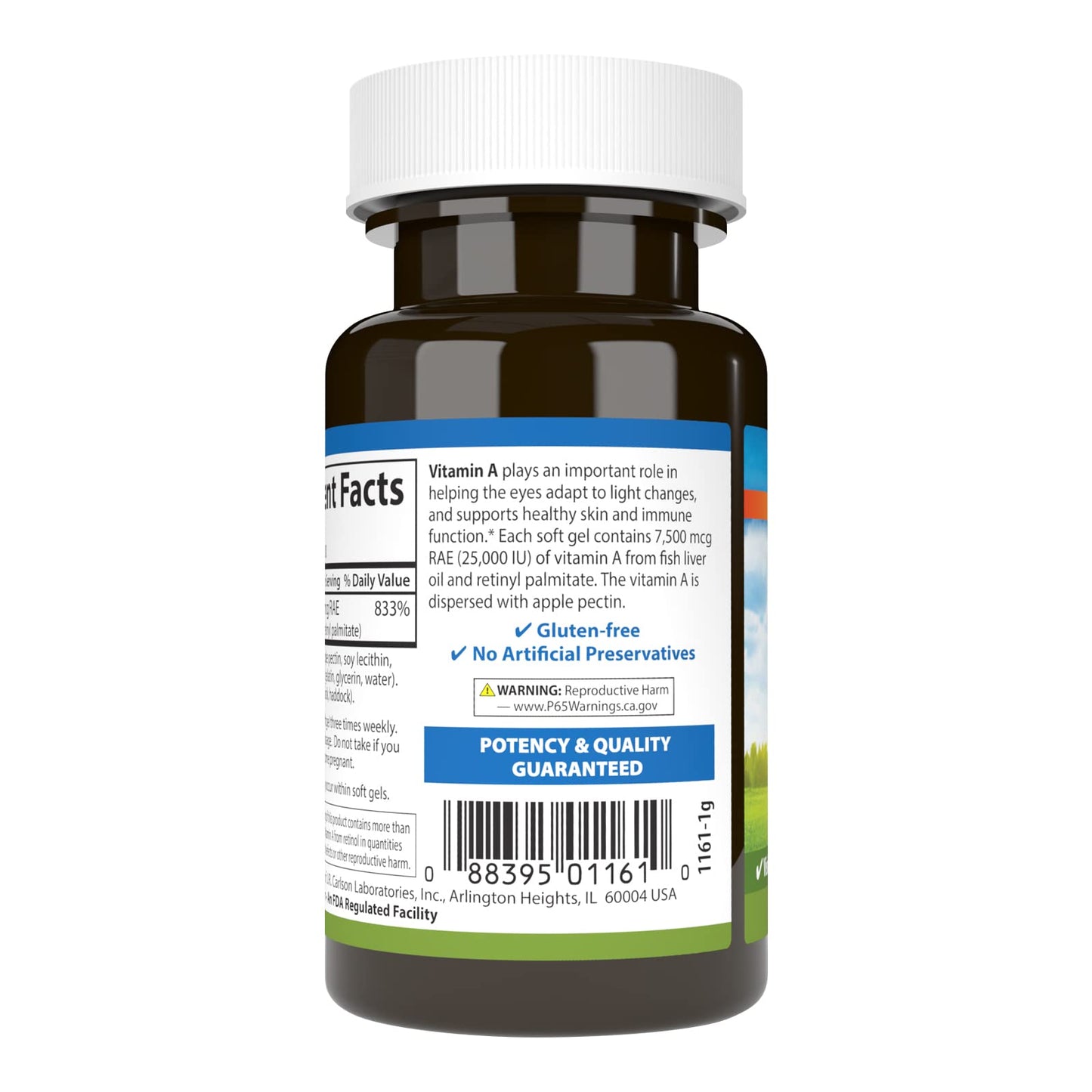 Carlson Vitamin A with Pectin 25000 IU Softgels 100