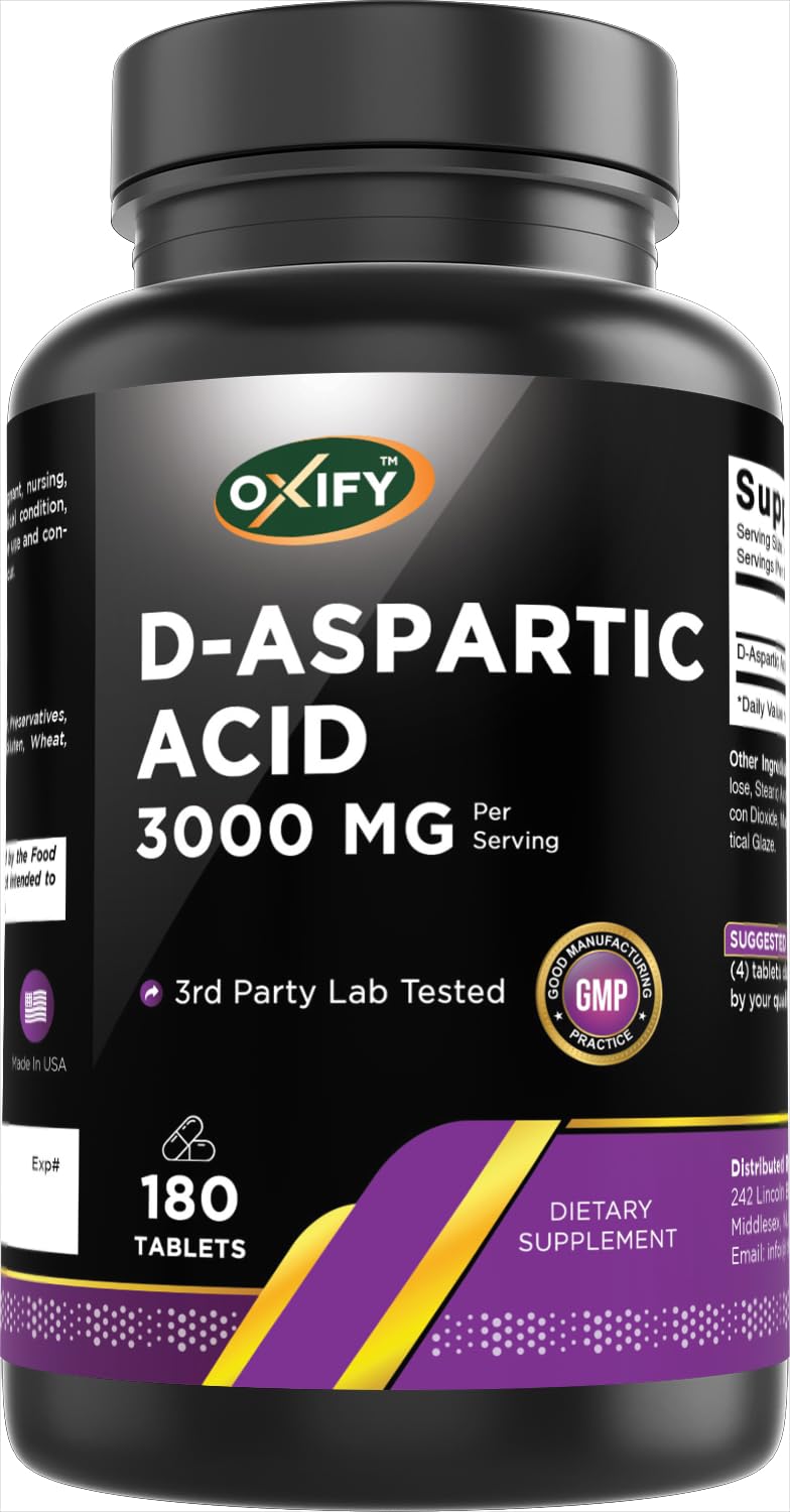 Oxify D-Aspartic Acid 3000 mg, 180 Tablets