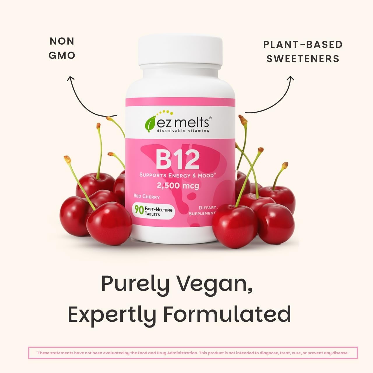 EZ Melts B12 Methylcobalamin 2,500 mcg Tablet, 180 Tablets