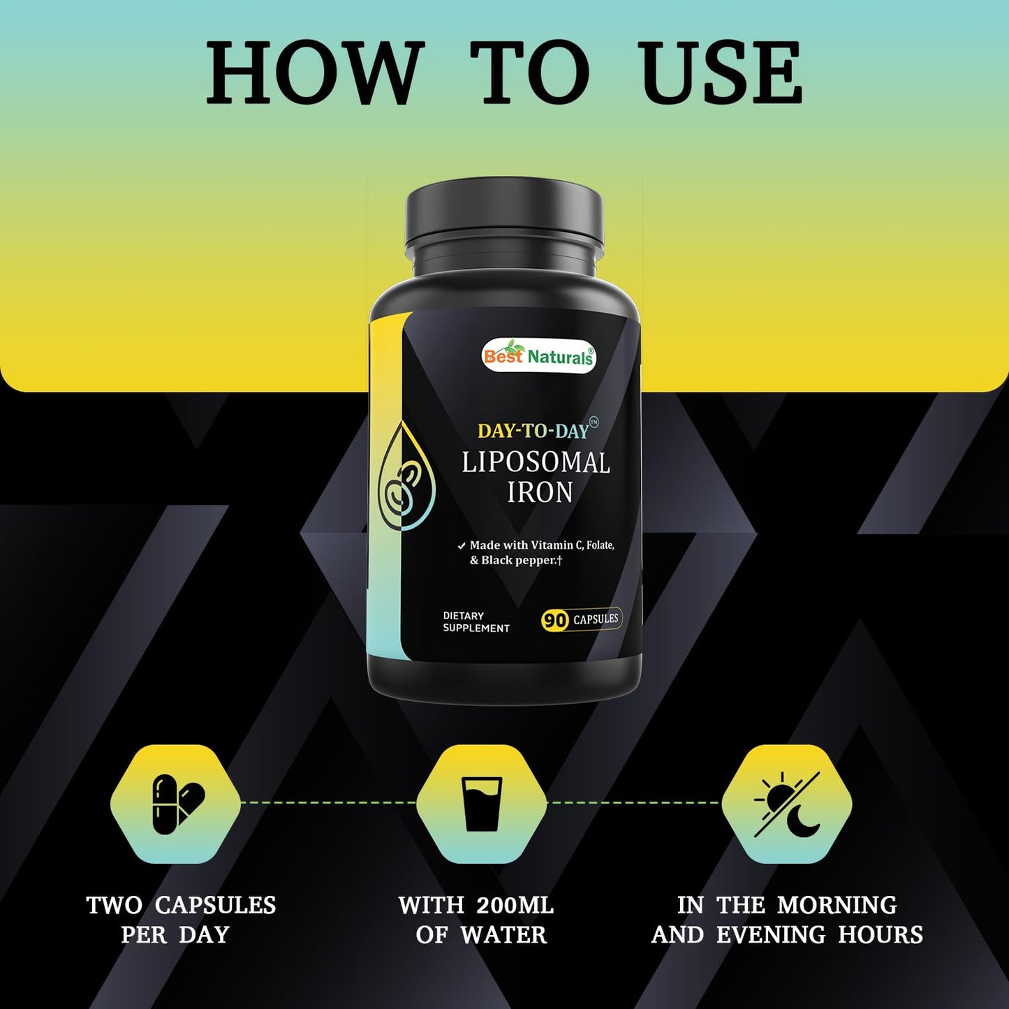 Best Naturals Day-to-Day Liposomal Iron Veg Capsules, 90 Count