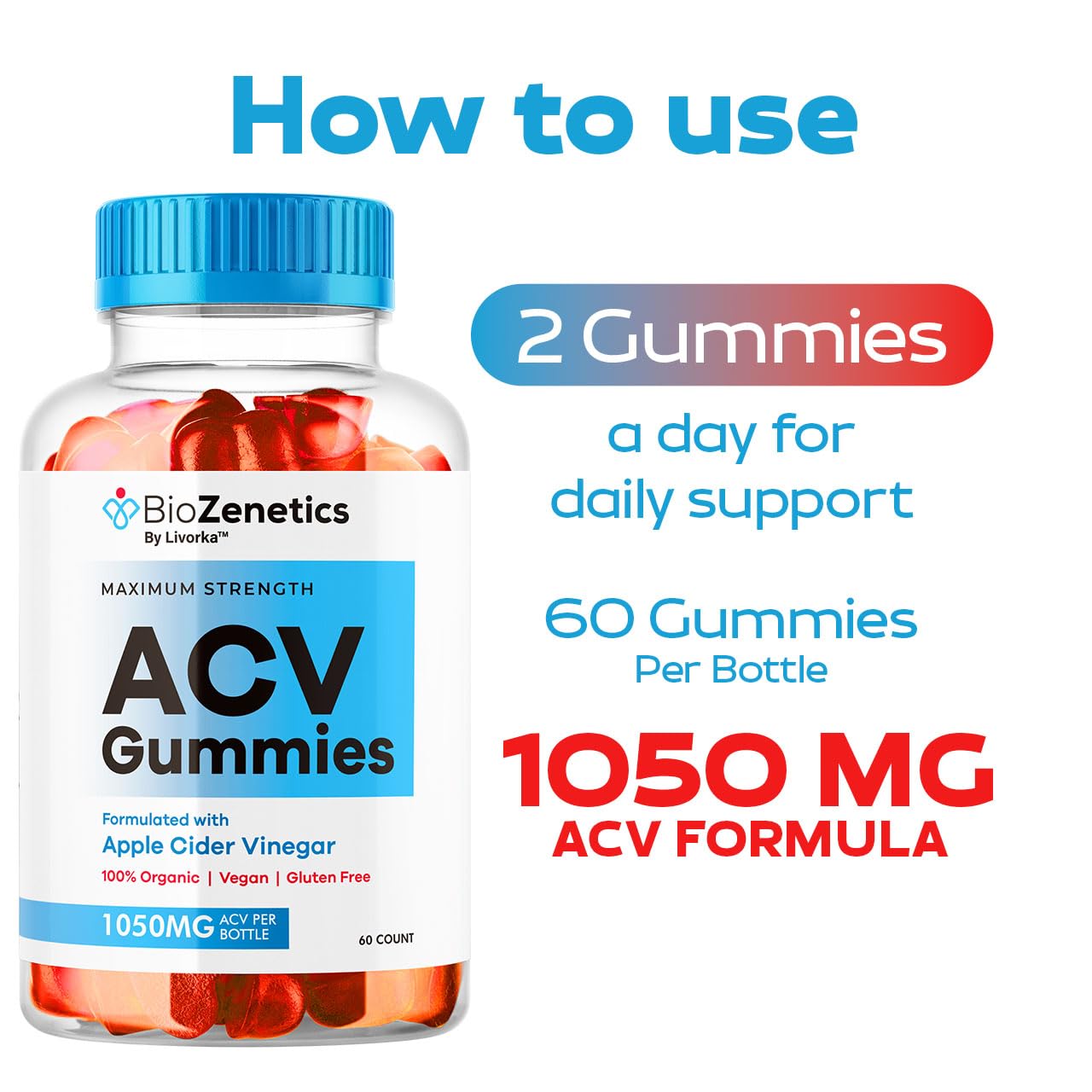 LIVORKA BioZenetics ACV Gummies, 60 Count