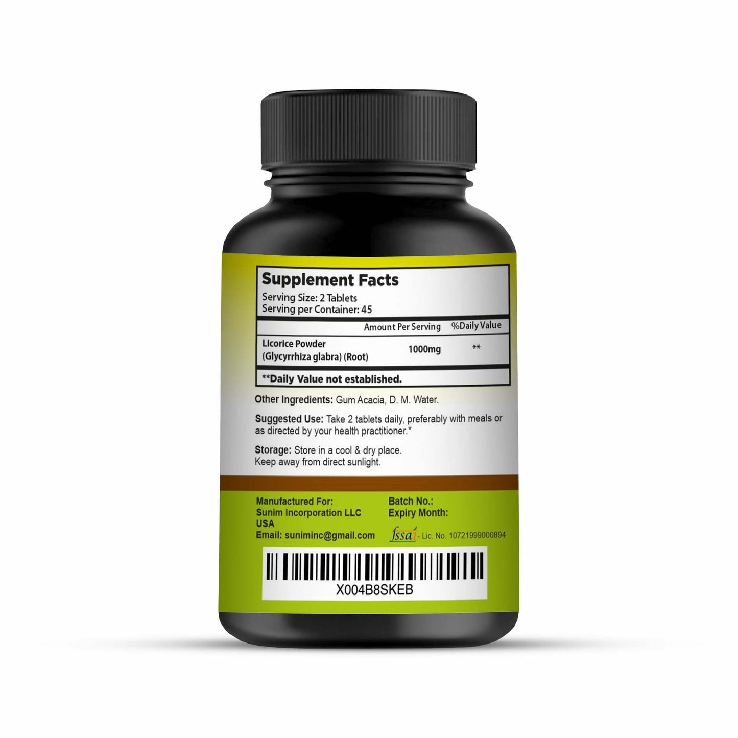 SunNature Licorice Chewable Tablets 1000 mg, 90 Tablets