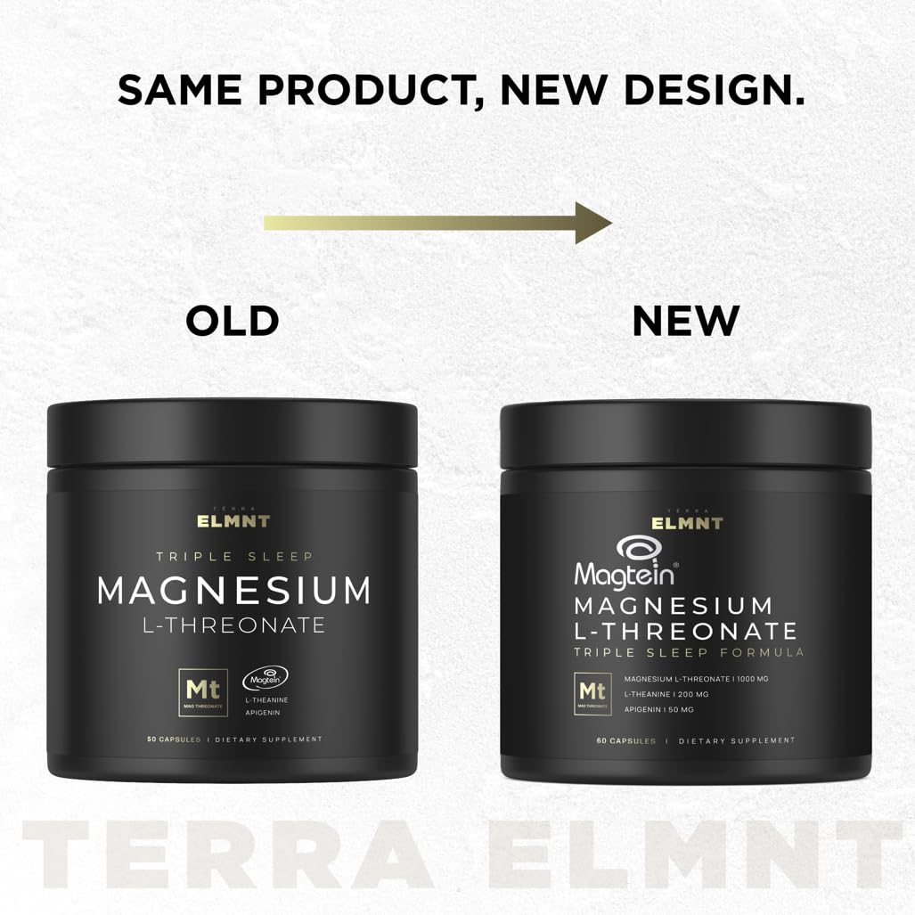 TERRA ELMNT Triple Sleep Magnesium L-Threonate with Apigenin, Theanine & Magtein, 50 Capsules