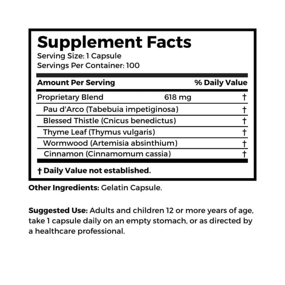 Dr Clark Store Bug Buster Anti-Candida Formula 620mg Capsule, 100 Count