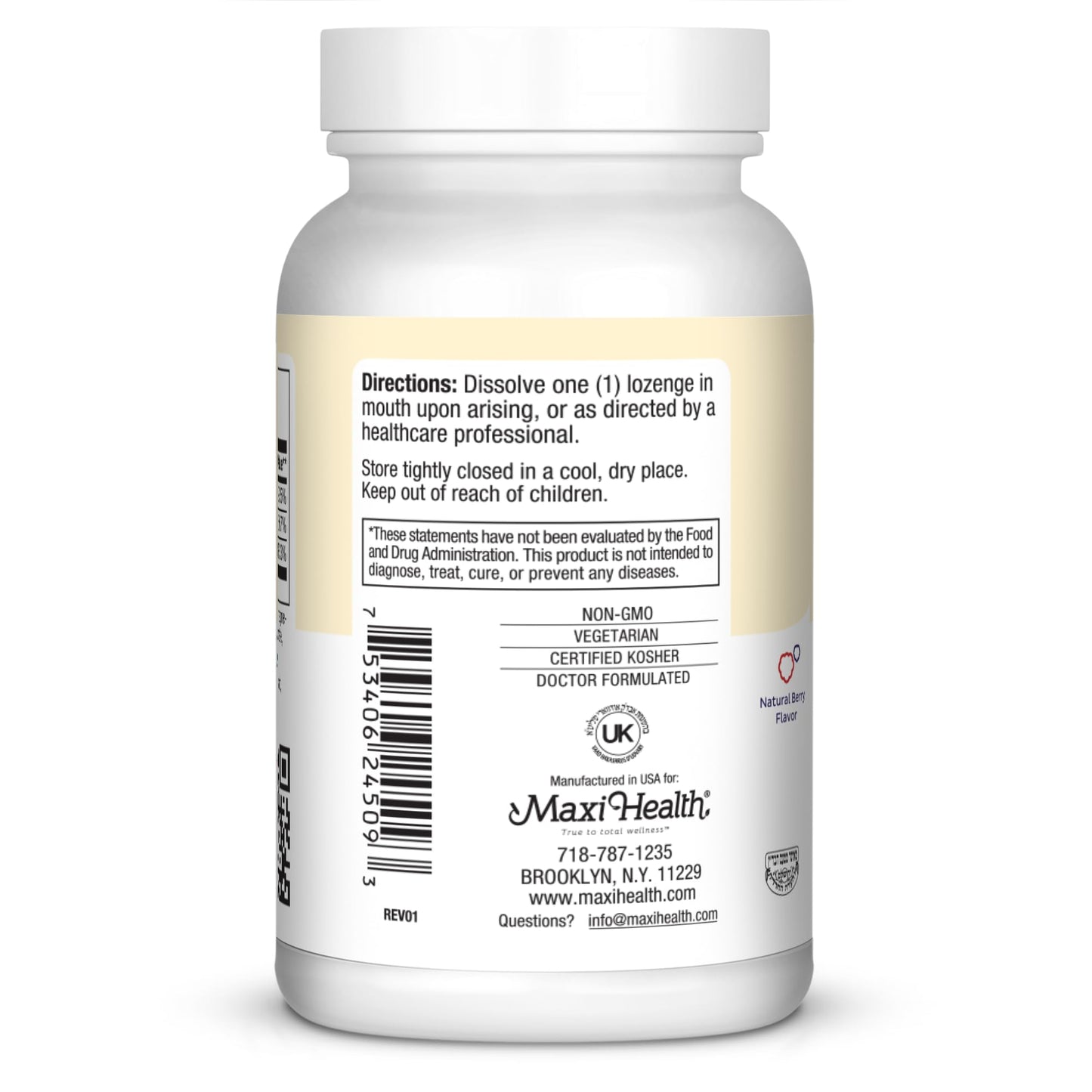 Maxi Health Triple B Lozenges Vitamin B12 & B6 & Biotin, Strawberry Flavor, 90 Count