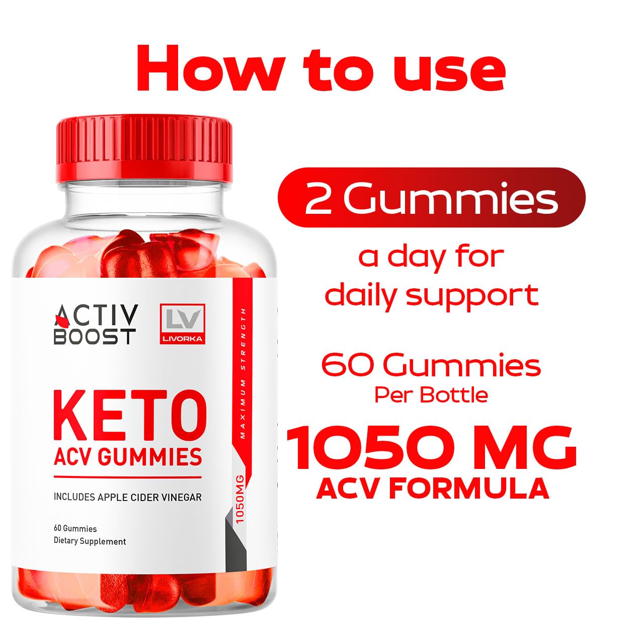 LIVORKA ActivBoost Keto Gummies Advanced Formula, 180 Gummies