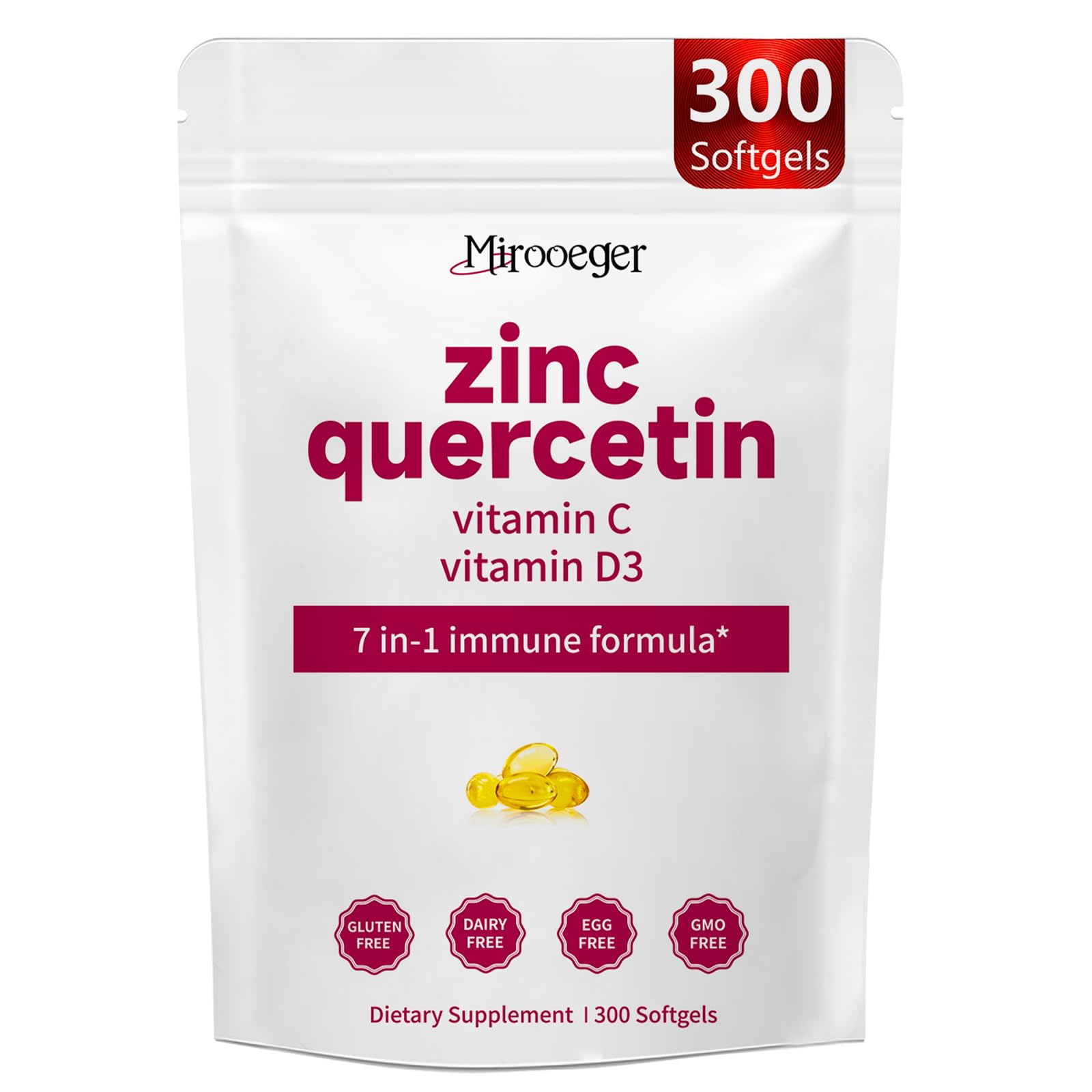 Mirooeger Quercetin 750mg Per Serving Softgels 300