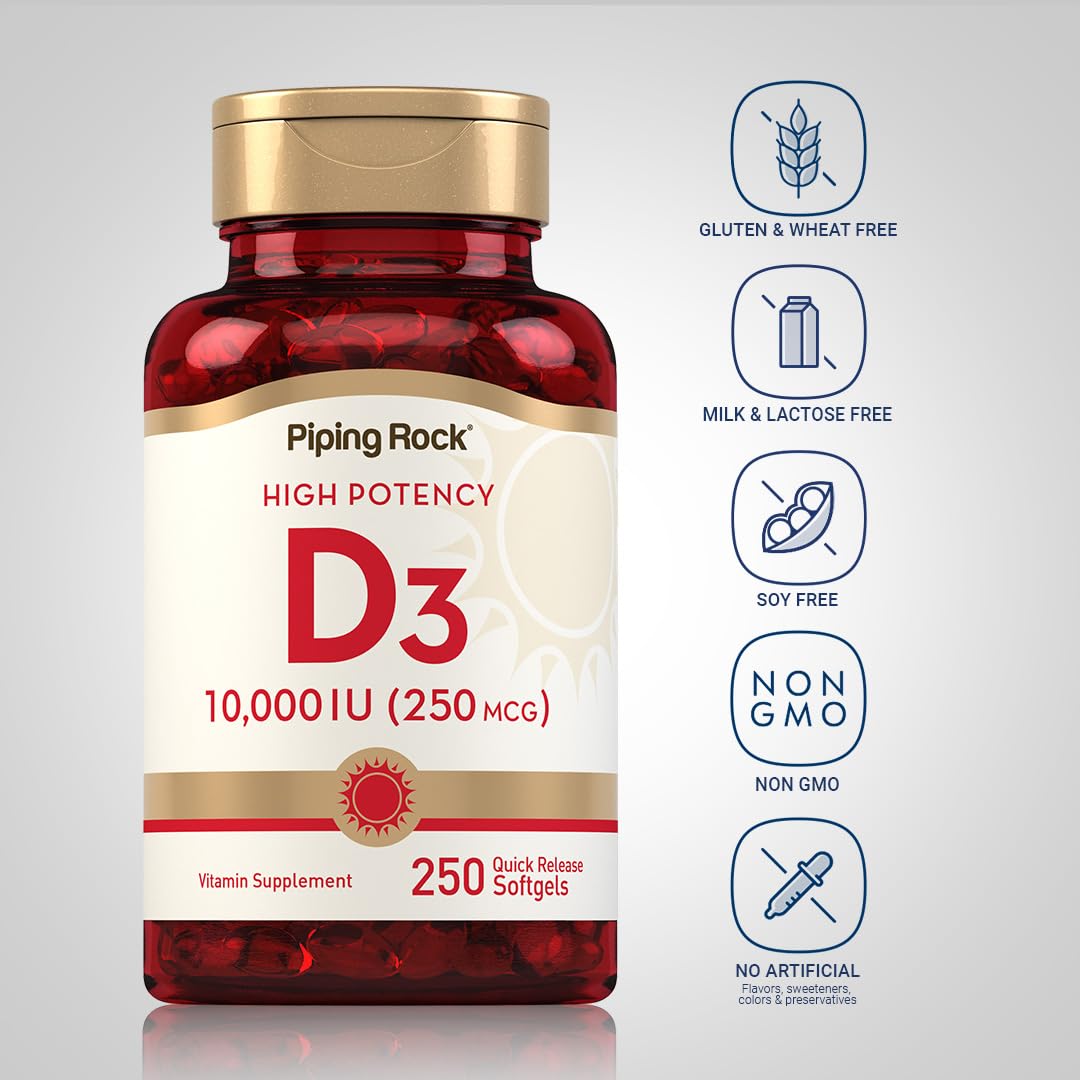 Piping Rock Vitamin D3 10000 IU Softgels, 250 Count
