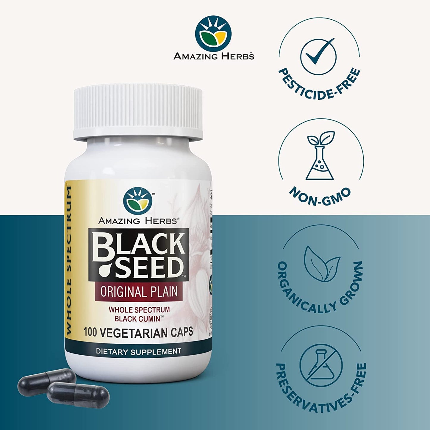 Amazing Herbs Whole Spectrum Black Cumin Seed Oil, 200 Capsules