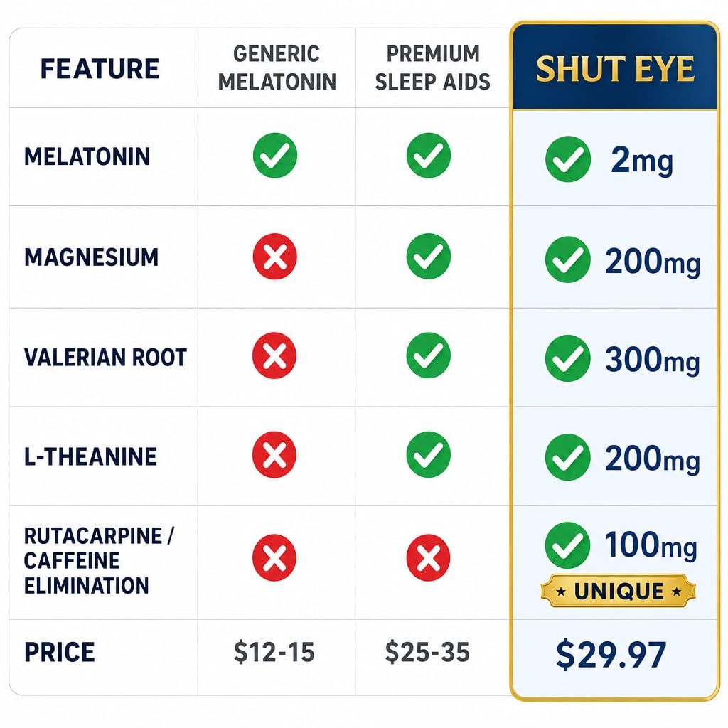 Natural Nutrition Works Shut Eye Sleep Aid Supplement with Rutacarpine 60 Capsules