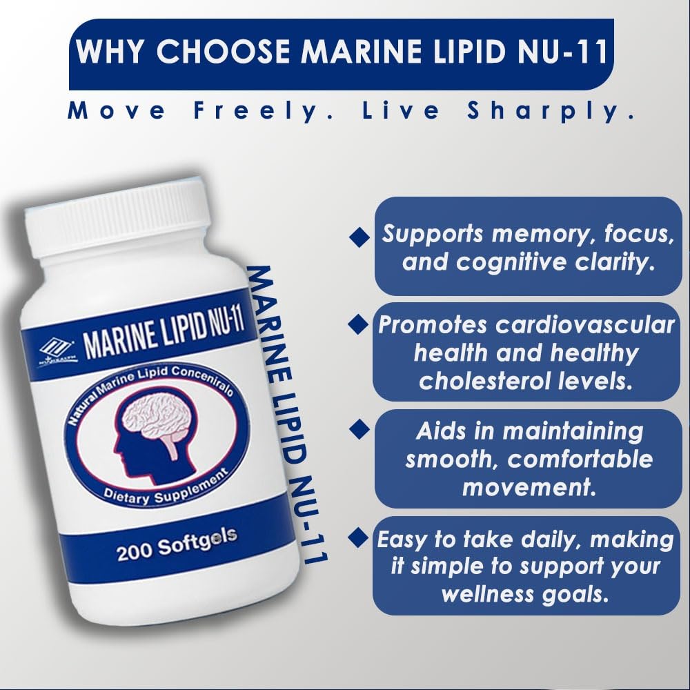 NCB NCB TECHNOLOGY Nu Health Marine Lipid NU-11 Omega 3 Fish Oil, Ginkgo Biloba Softgels 200