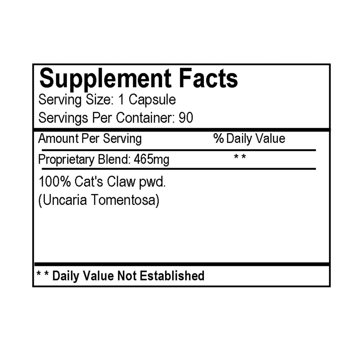 Herb Emporium Cat's Claw (Uña de Gato, Uncaria tomentosa) 90 Capsules (930mg) Herbal Supplement, Pack of 1