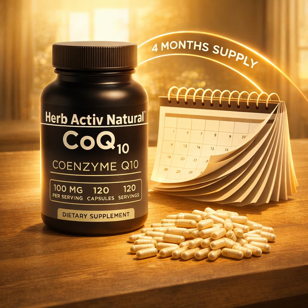 Herb Activ Natural CoQ10 100 mg Coenzyme Q10 Dietary Supplement Capsule 120 Capsules