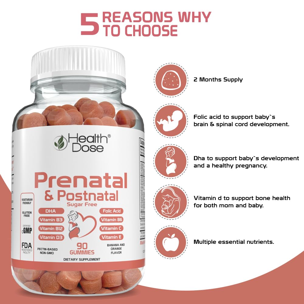 Health Dose Prenatal/Postnatal Complex Supplement Gummy, 90 Gummies