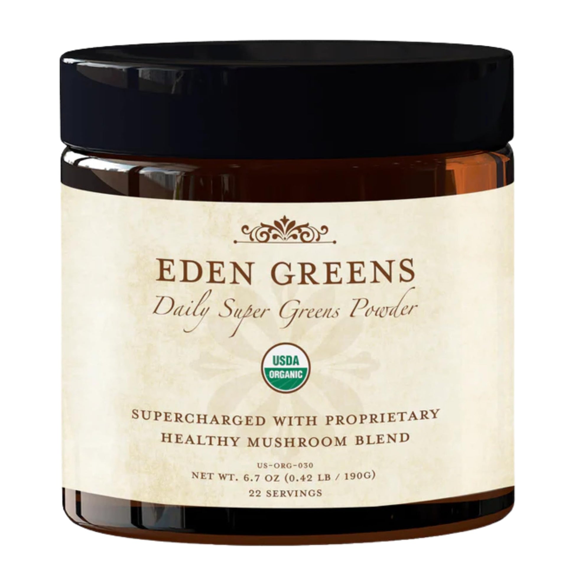 Wisdom Nutrition Organic Super Greens Powder with Mushroom Blend, Powder, 6 oz