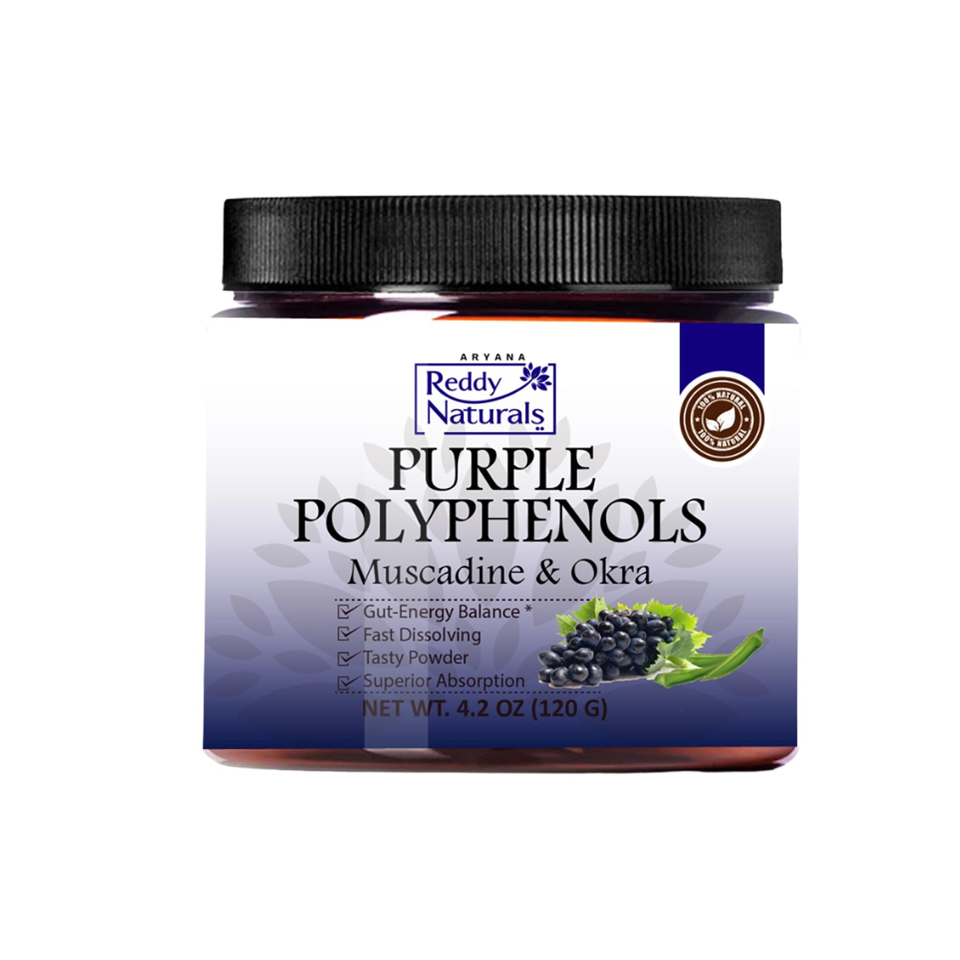 Reddy Naturals Purple Polyphenols with Muscadine Grape Extract Powder, 4.23 oz