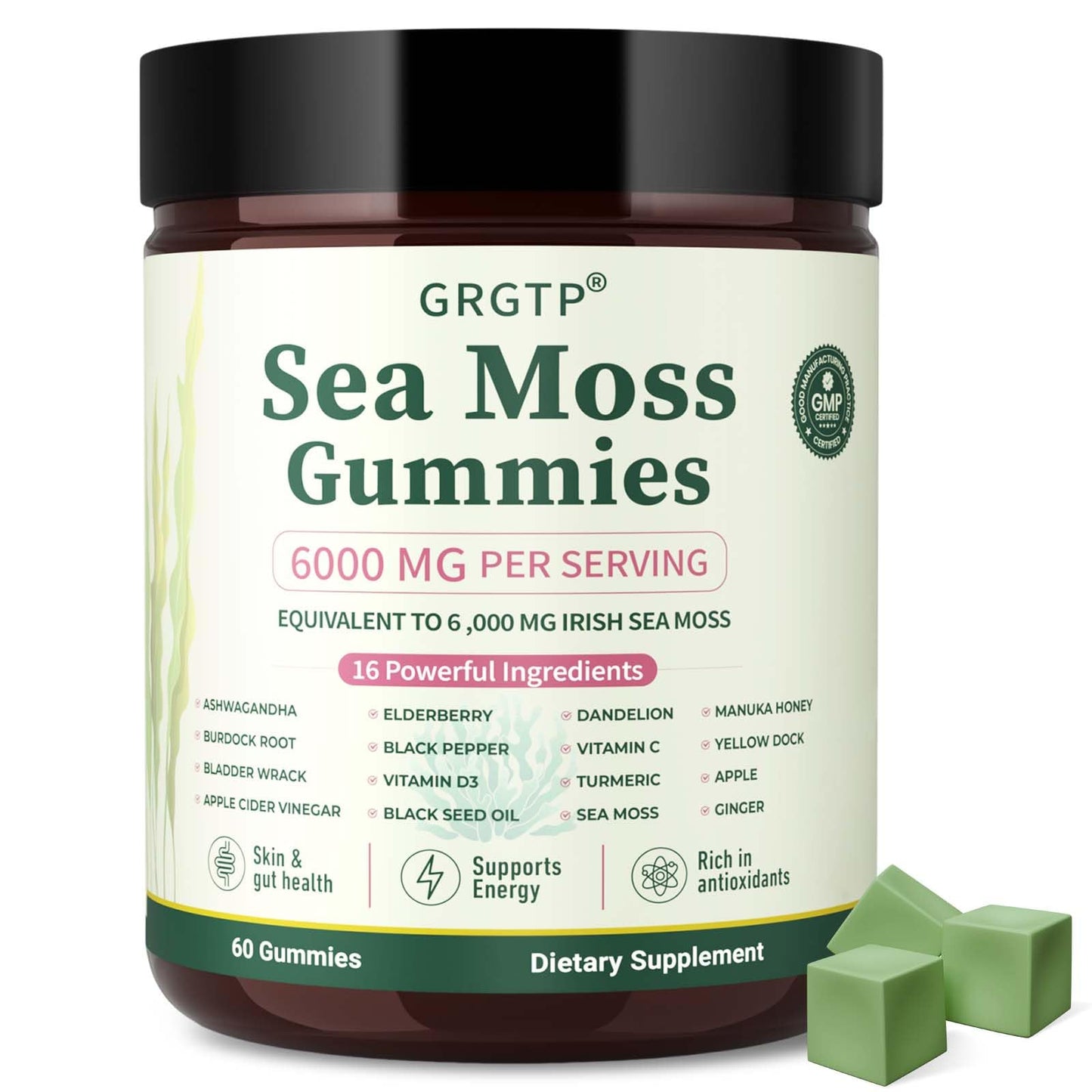 GRGTP Sea Moss Gummies 16-In-1 Gummy 60 Count