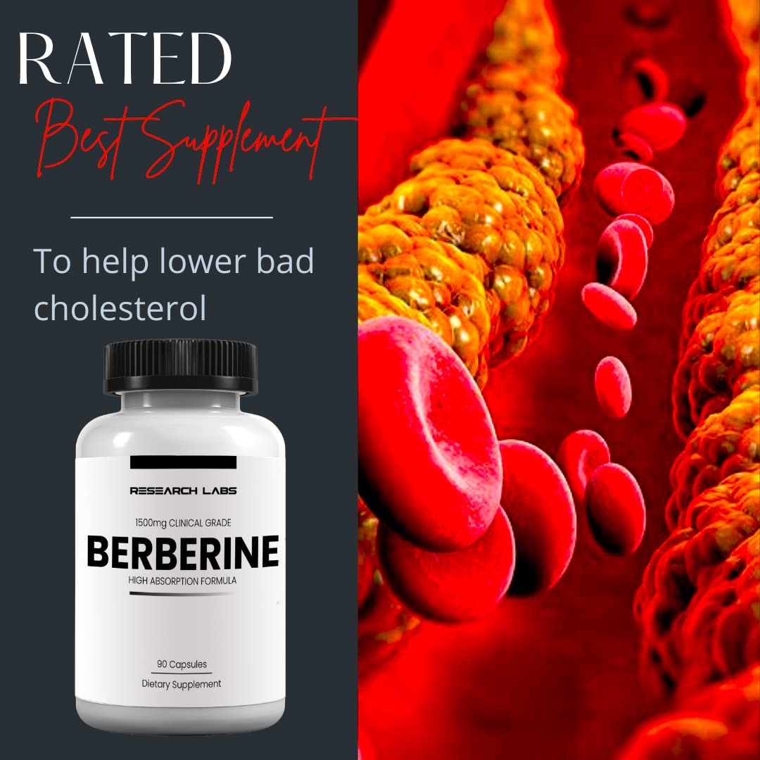 Research Labs Berberine High Absorption Formula with BerberQuil Support Capsules, 180 Capsules