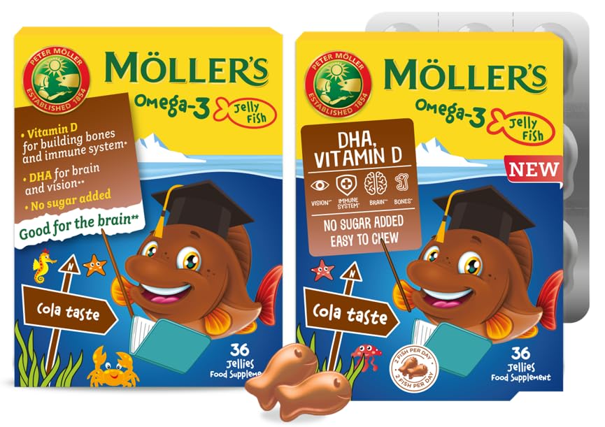 MÖLLER'S Omega-3 Gummies for Kids with DHA & EPA, Cola Flavor, 72 Gummies