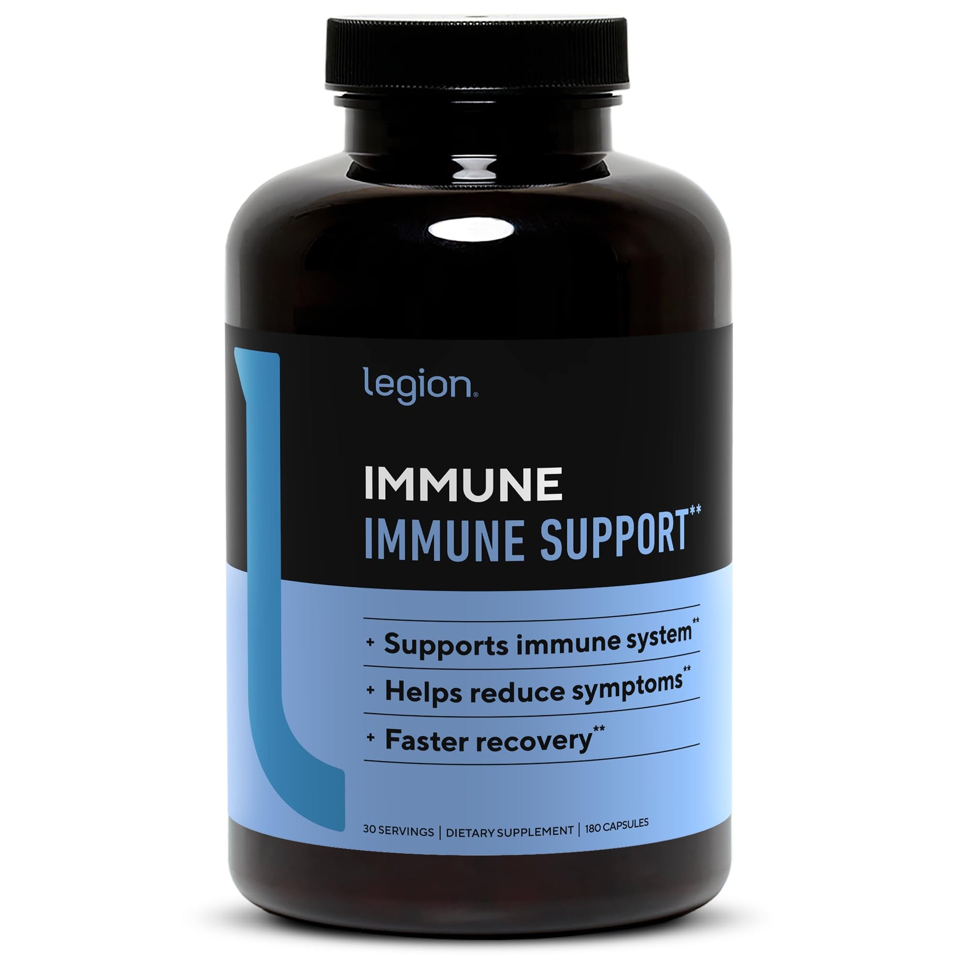 LEGION Immune Booster for Adults Capsule, 180 Count, Vitamin C 500mg, American Ginseng, Guduchi, Garlic