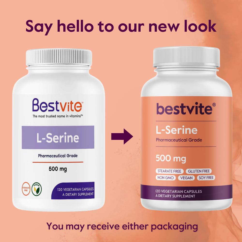 BESTVITE L-Serine 500mg Capsules, 120 Count