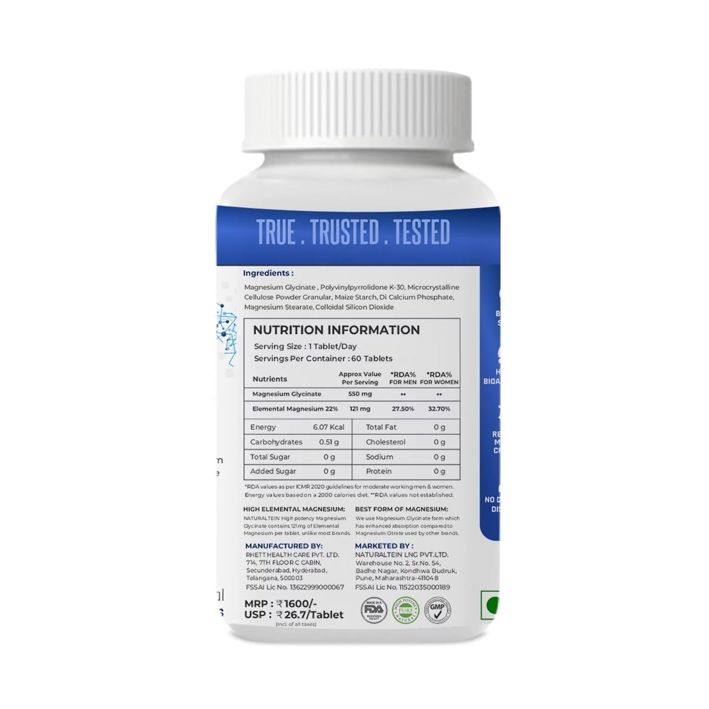 Generic Magnesium Glycinate Supplement 1 Tablet
