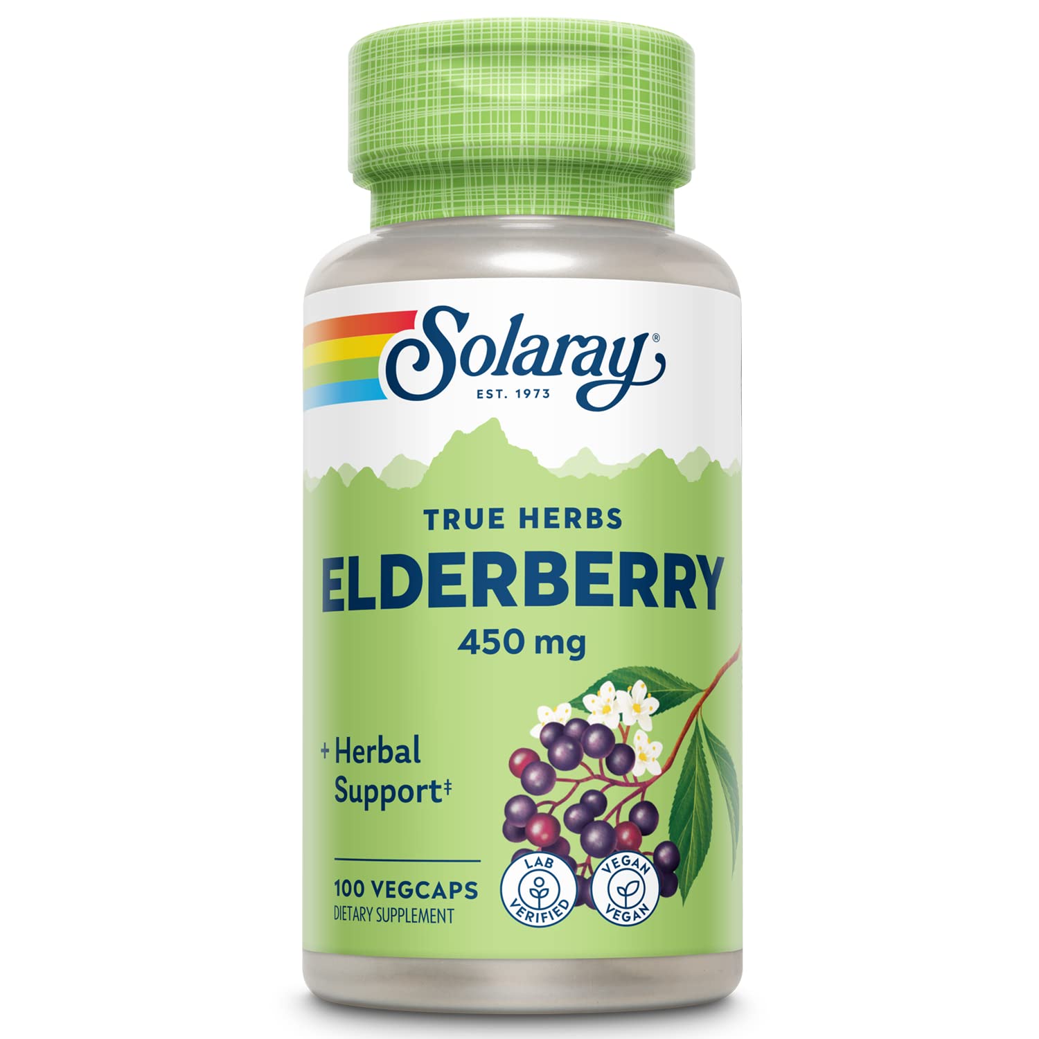SOLARAY Elderberry Capsules 450mg, 100 Count