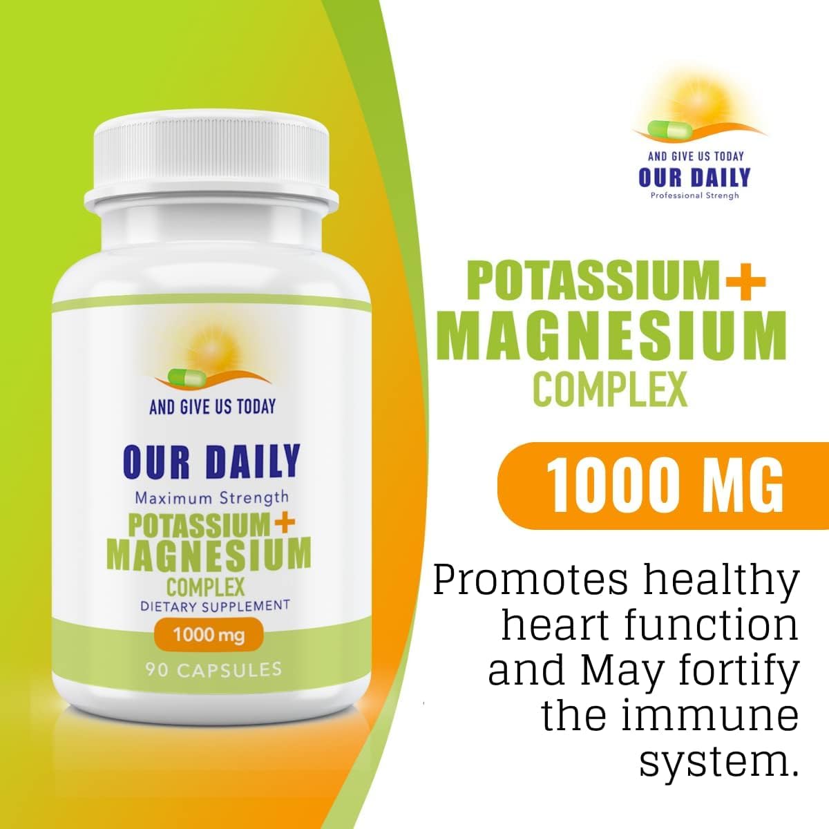 AND GIVE US TODAY OUR DAILY Daily Vites Potassium Magnesium Supplement 1000mg Capsules 90 Count