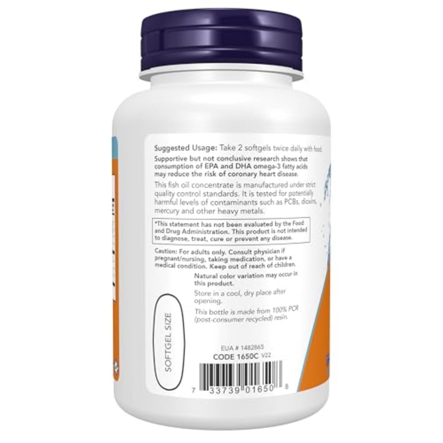 NOW Foods Omega-3 180 EPA / 120 DHA, Molecularly Distilled, Cardiovascular Support Softgels, 100 Count