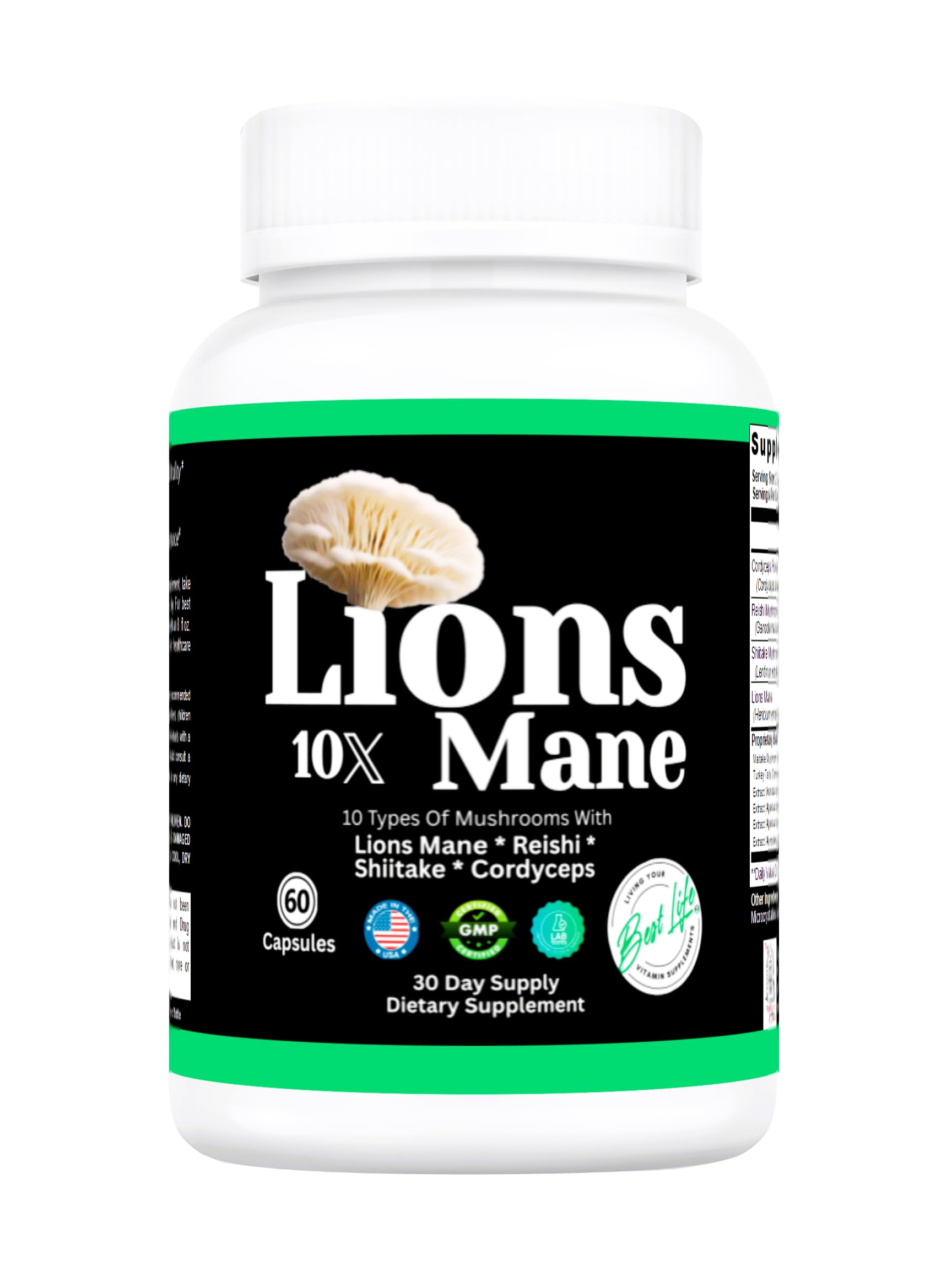 THIS LITTLE HOUSE OF MINE Lions Mane Mushroom Supplement + Reishi & Shiitake Extracts Tablets, 60 Count