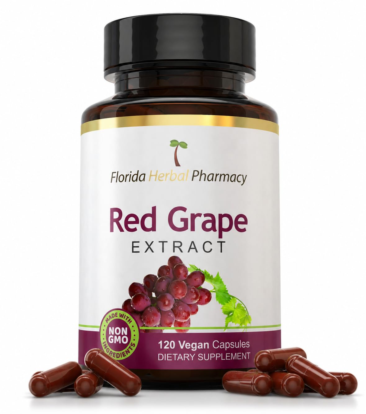 Florida Herbal Pharmacy Red Grape Extract Supplement 10:1 120 Capsules