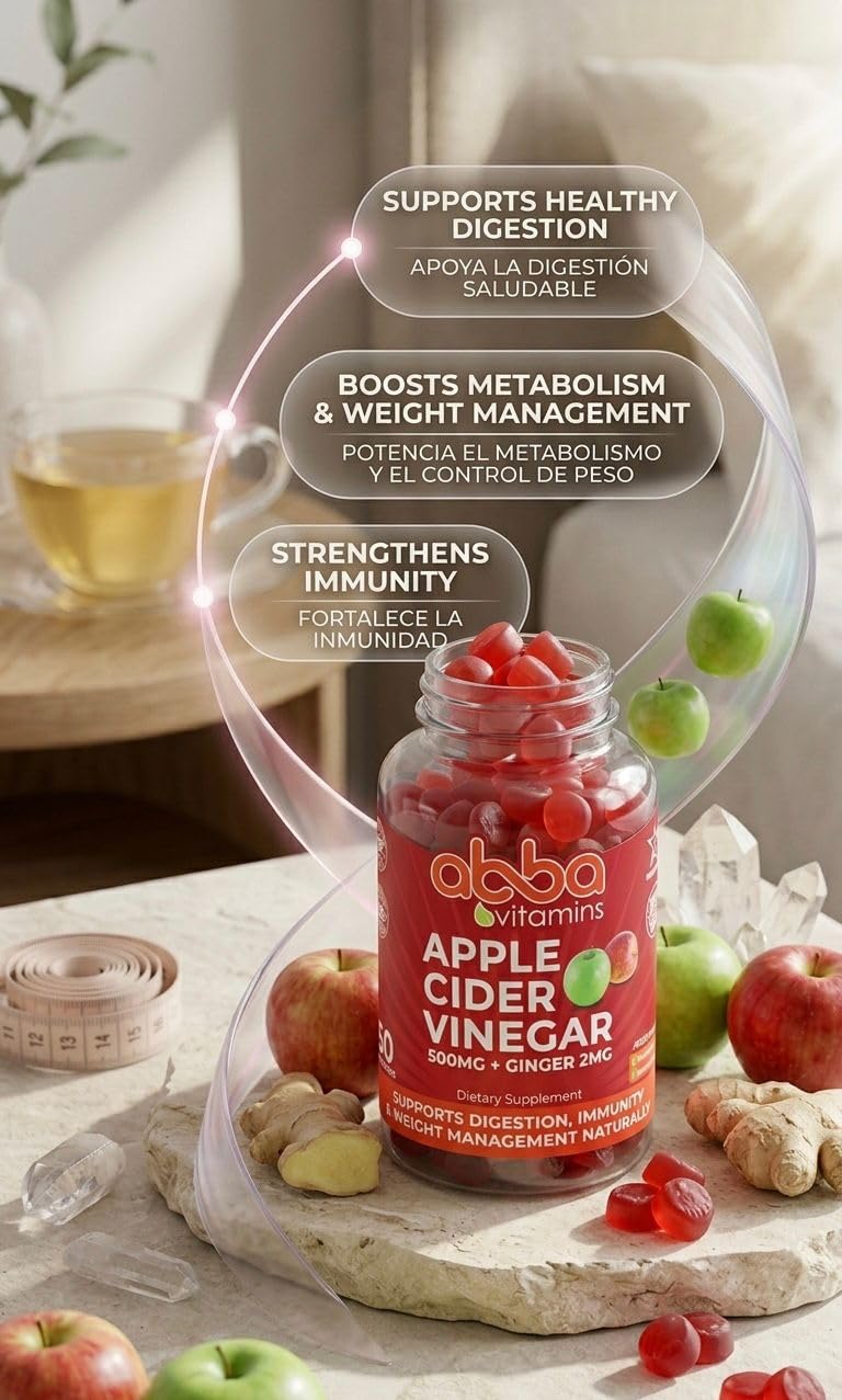Abba Vitamins Apple Cider Vinegar with Ginger Gummy, 60 Count