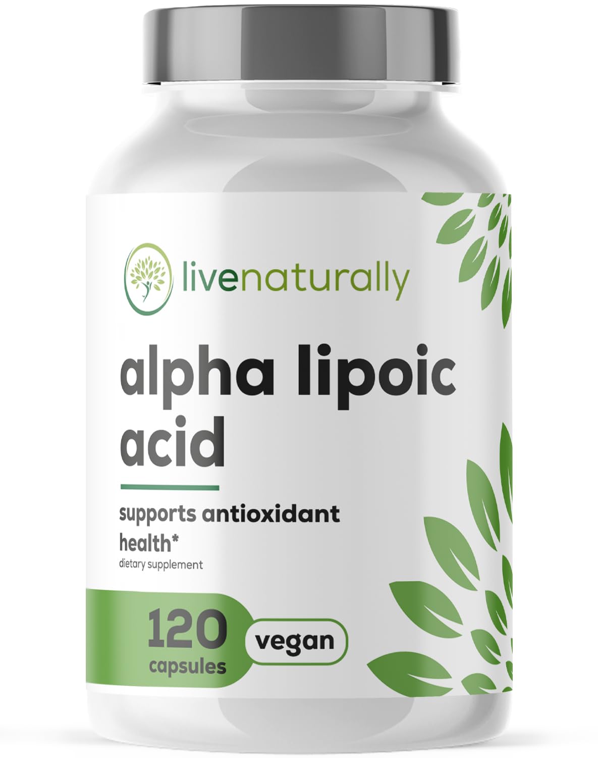 livenaturally Alpha Lipoic Acid 600mg Serving (300mg per Capsule) Capsules 120
