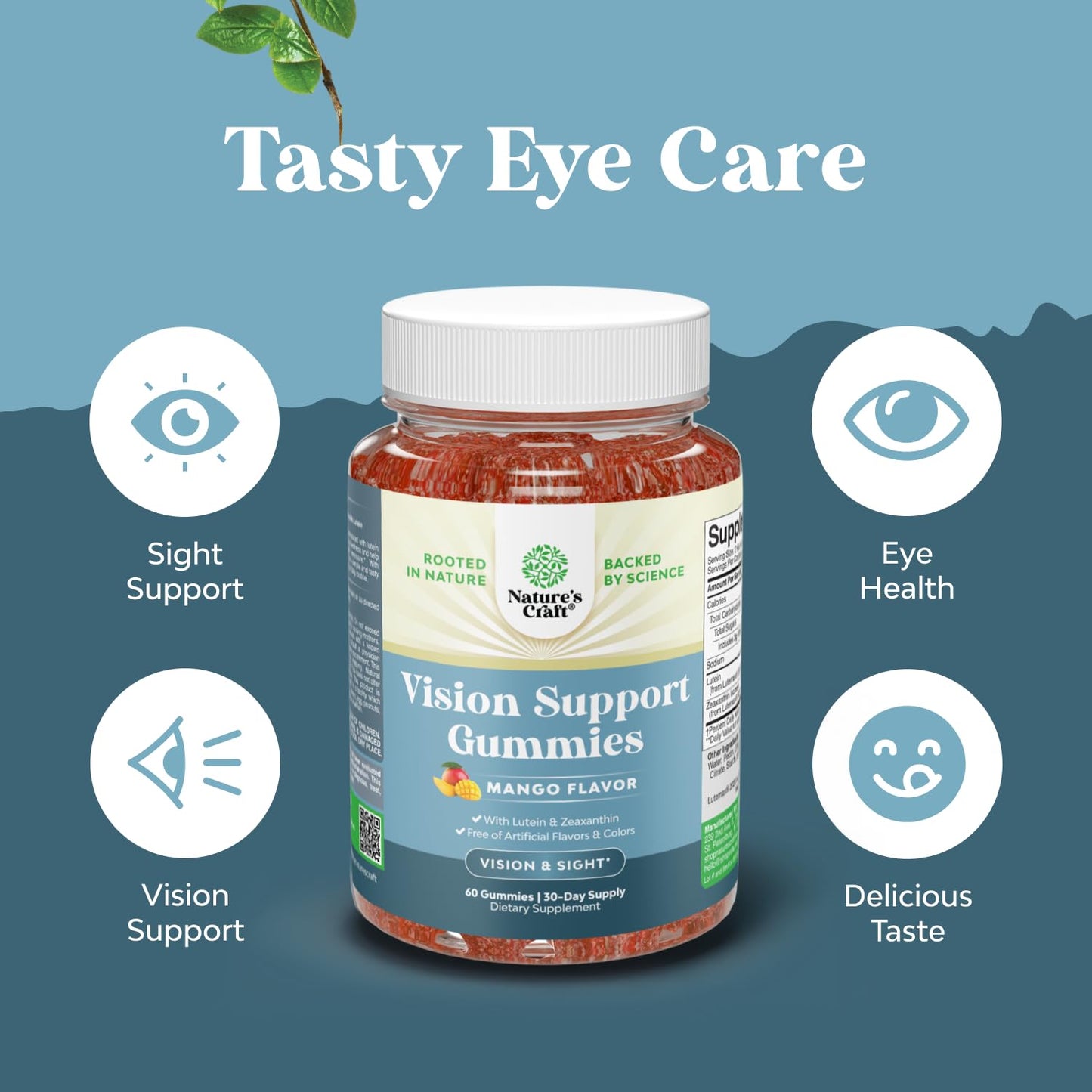 Natures Craft Vision Support Lutein & Zeaxanthin Gummies, 60 Count