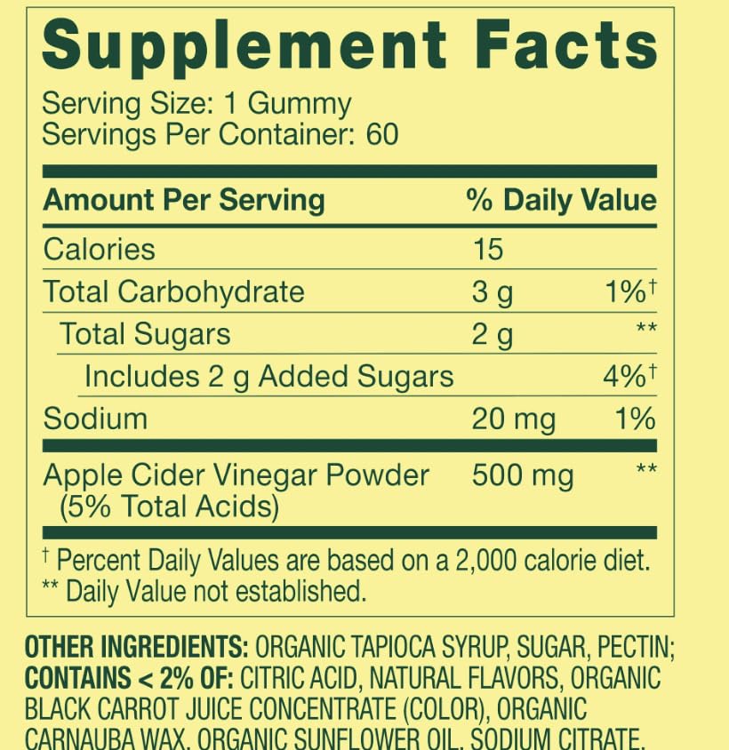 Generic Apple Cider Vinegar Vegetarian Gummies, 500 mg, 30 Count