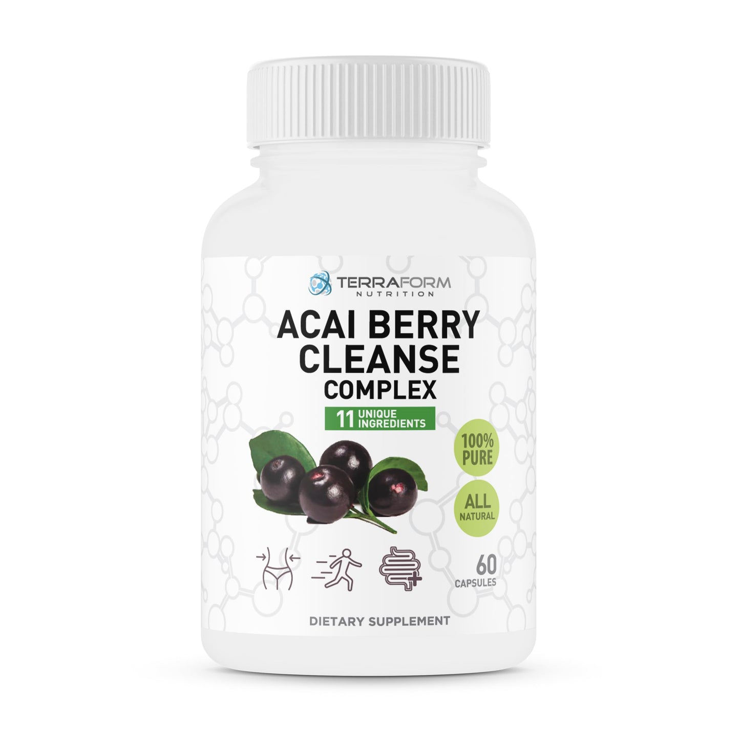 TerraForm Nutrition Natural Acai Berry Cleanse Capsules, 60 Count