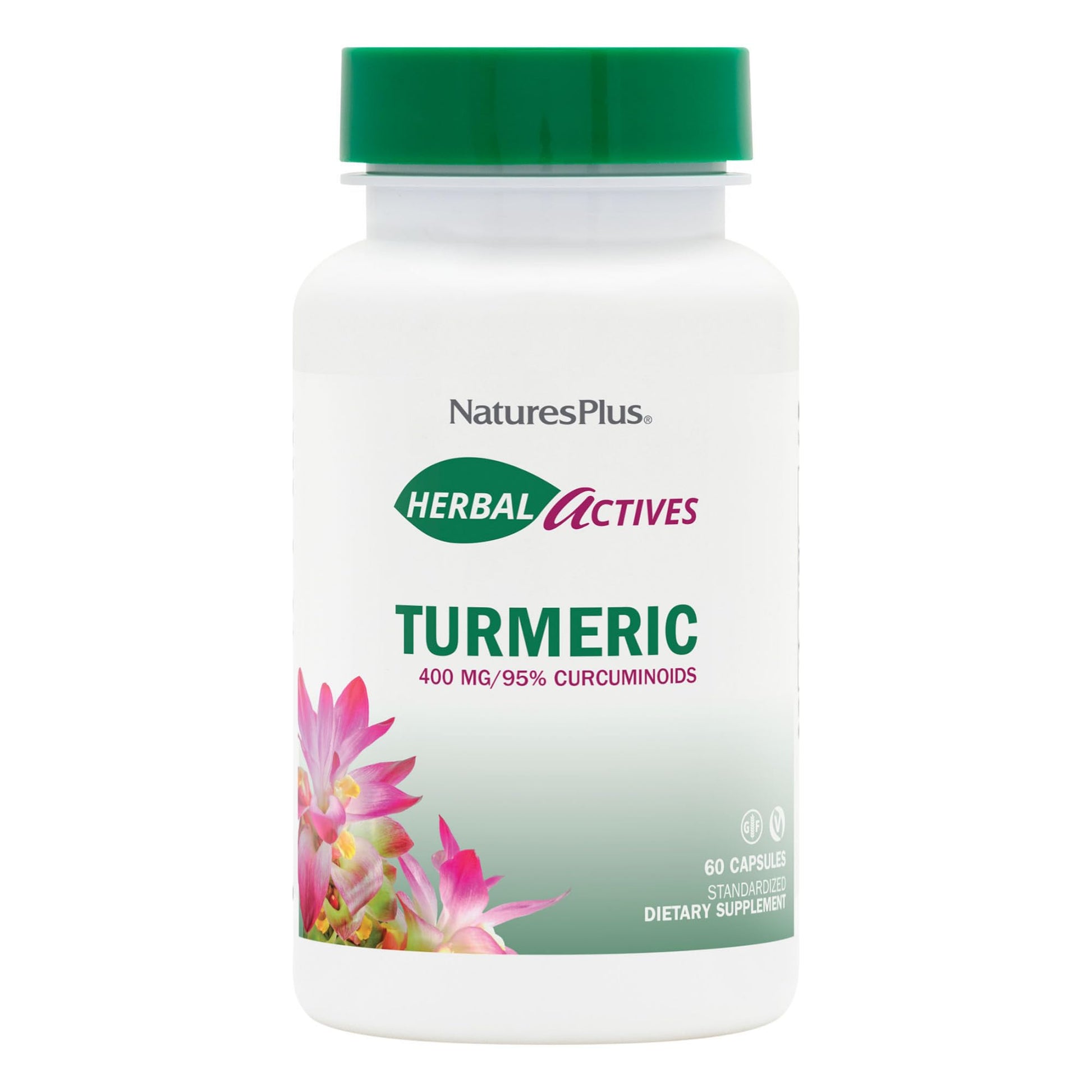 NaturesPlus Herbal Actives Turmeric Capsules, 60 Count