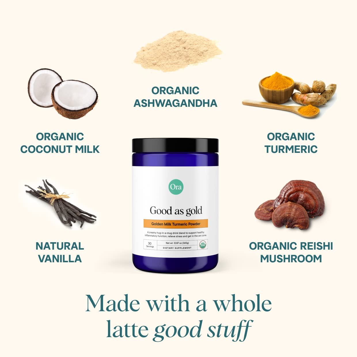 Ora Organic Golden Milk Powder Powder, 12.89 oz