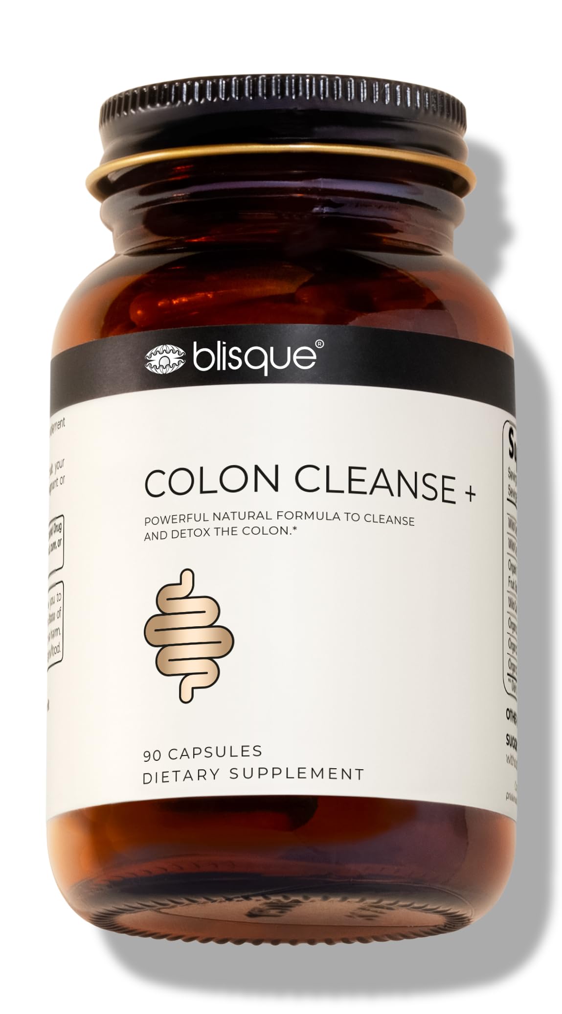 Blisque Natural Colon Cleanse Supplement for Detox, Constipation Relief, Stool Softener, and Digestive Health with Aged Cascara Sagrada Bark, 90 Capsules
