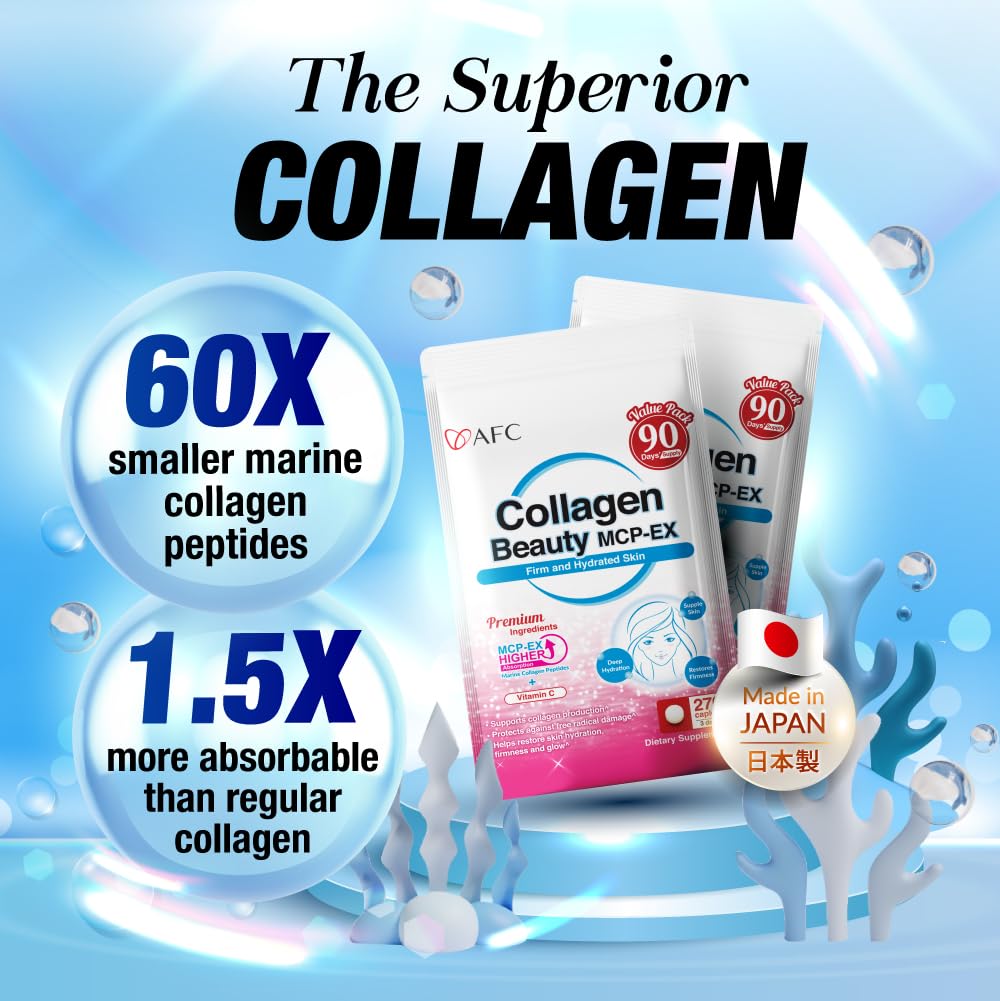 AFC Japan Collagen Beauty MCP-EX with Marine Collagen Peptide, 270 Tablets