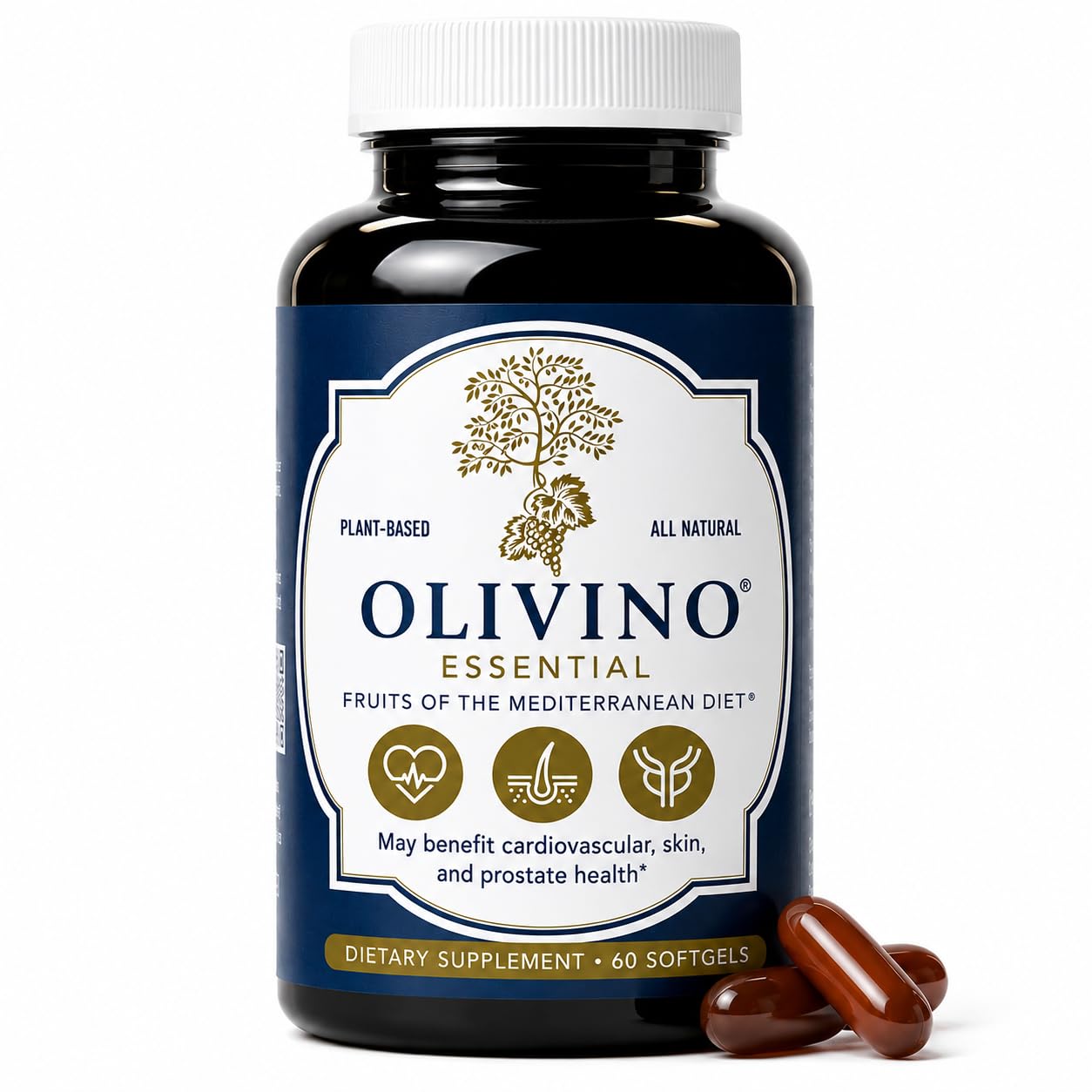 Olivino Essential Dietary Supplement - Three Key Fruits of the Mediterranean Diet Softgel 60 Count