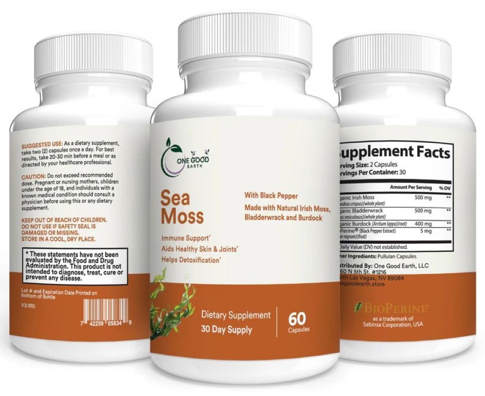One Good Earth Sea Moss Capsules, 60 Count
