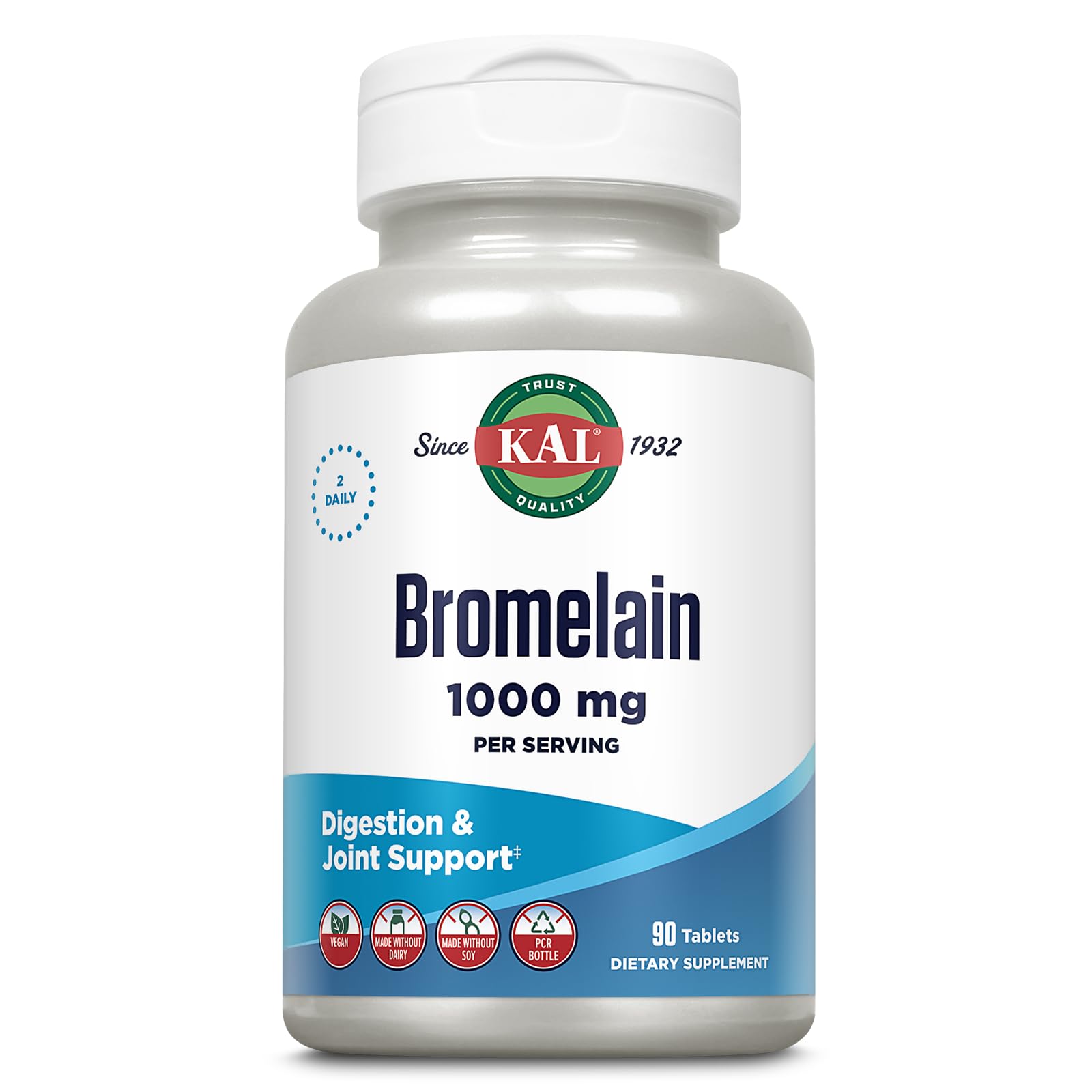 KAL Bromelain 1000 mg Tablets, 90 Count