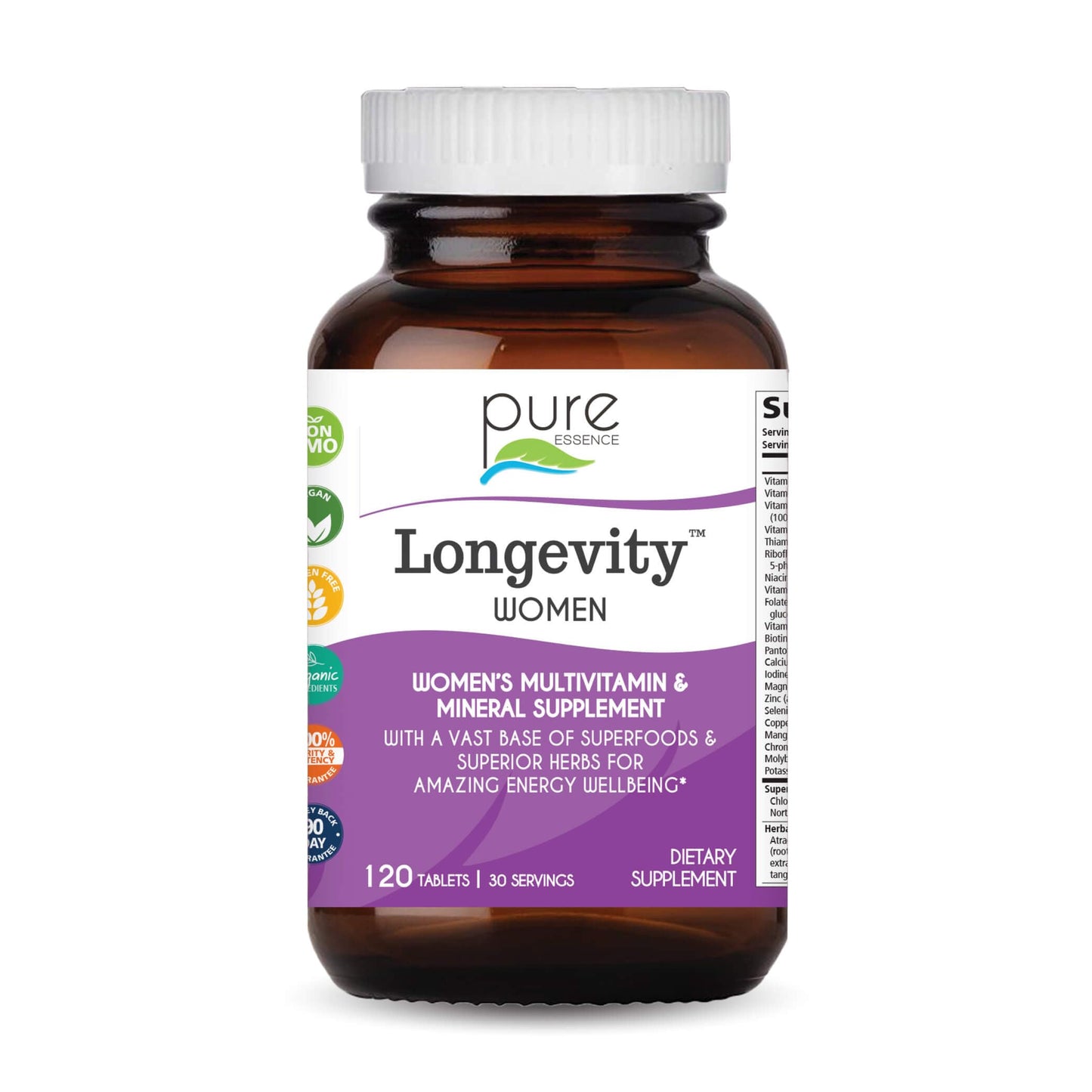 Pure Essence Labs Longevity for Women Over 40 Multivitamin Tablet 120 Count