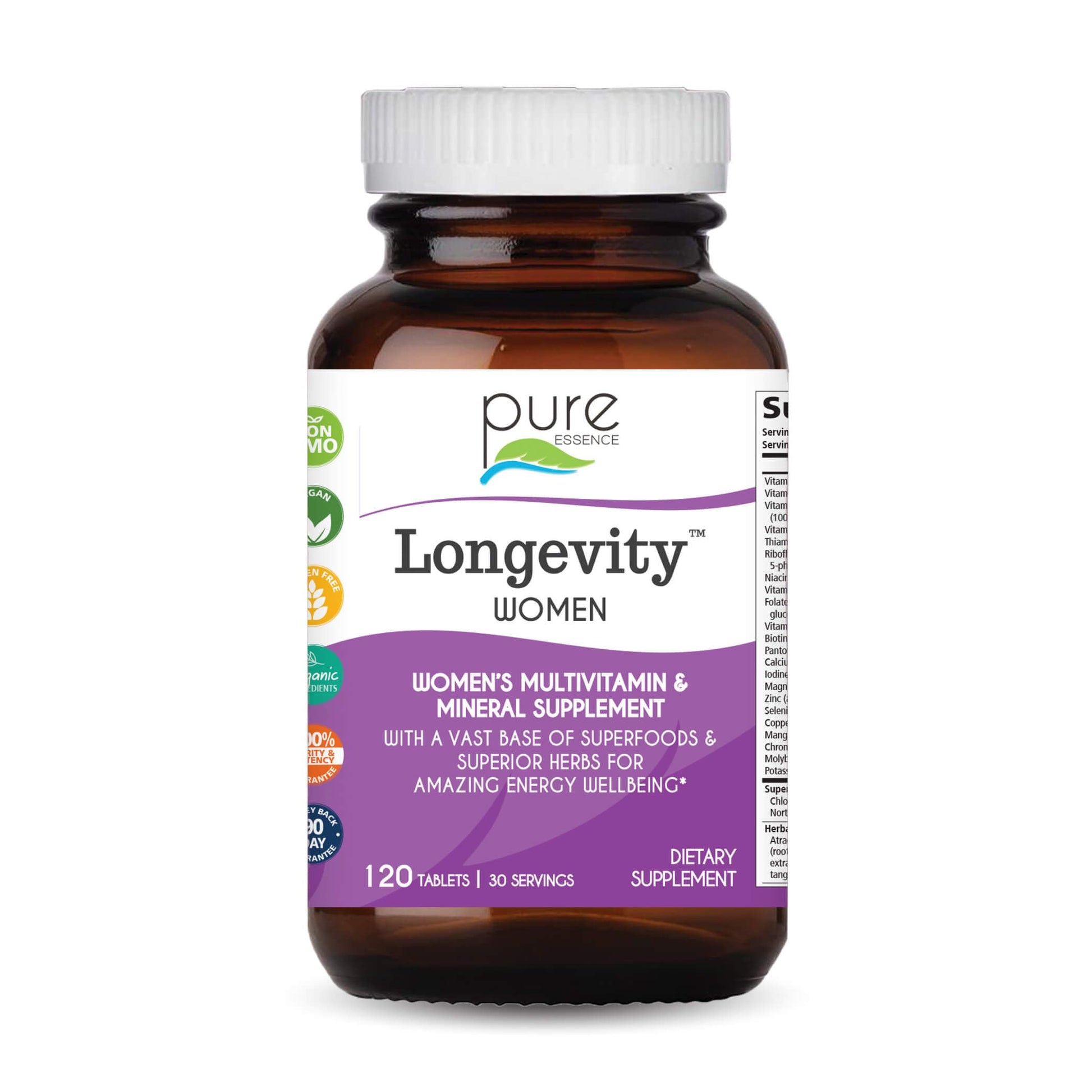 Pure Essence Labs Longevity for Women Over 40 Multivitamin Tablet 120 Count