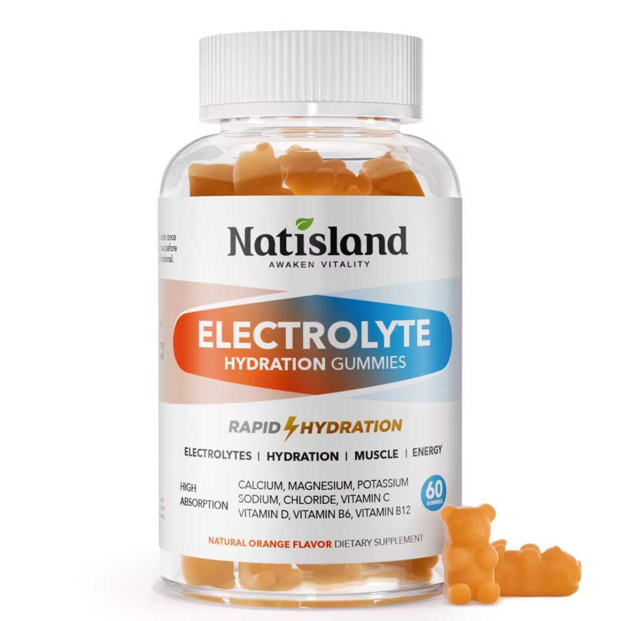 NATISLAND Electrolyte Gummies for Hydration Gummy 60 Chews