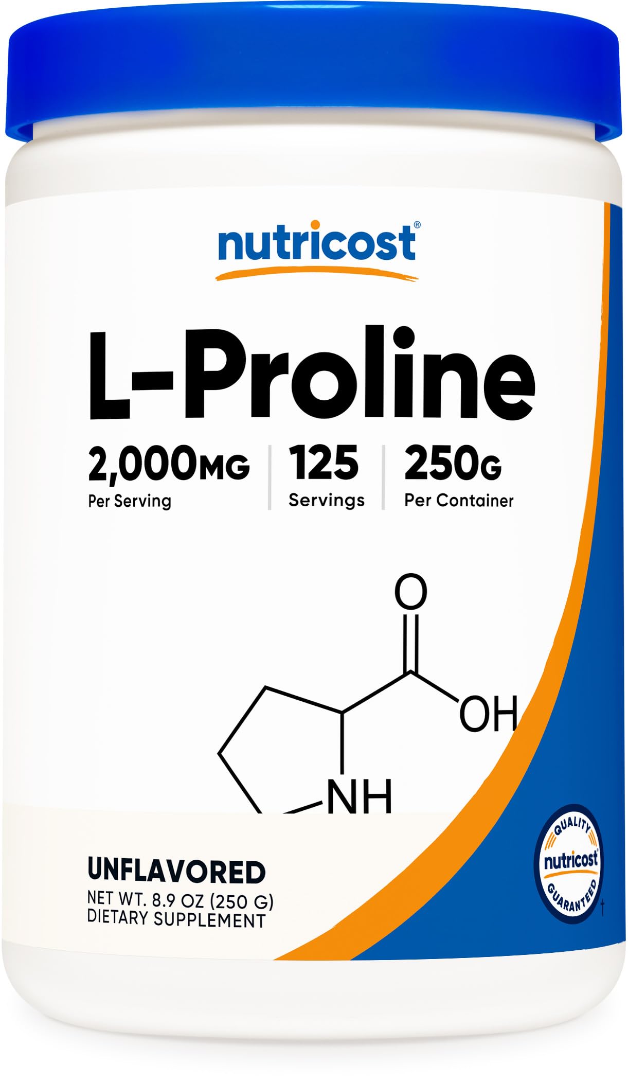 Nutricost L-Proline Powder 250 Grams - 2,000mg Per Serving, Non-GMO, 8.82 Ounce