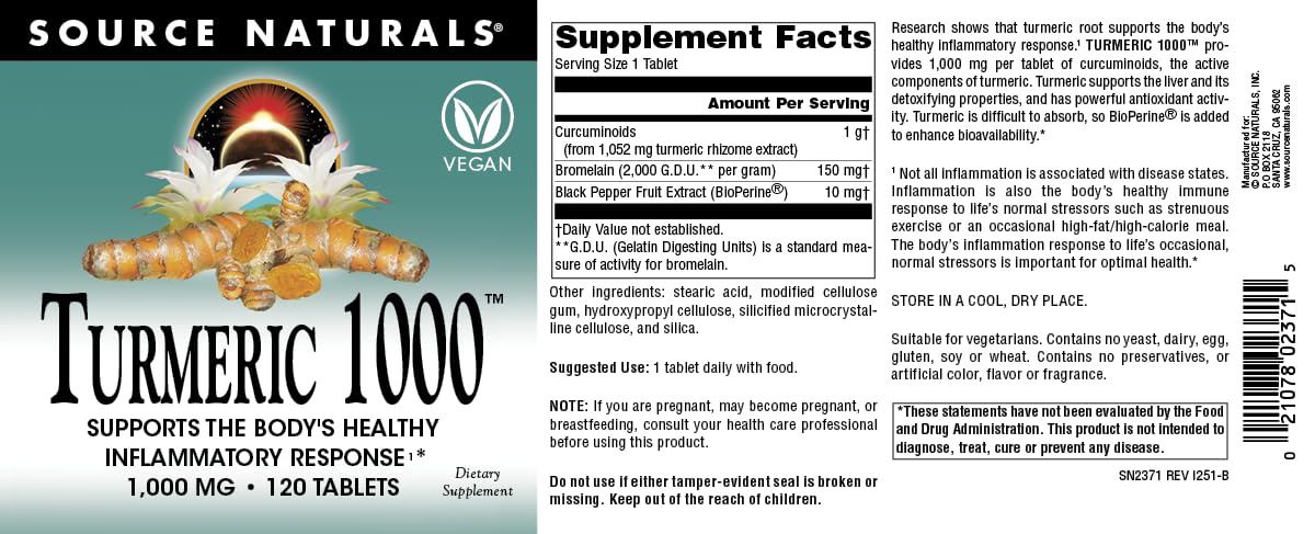 Source Naturals Turmeric 1000 Tablet 120 Count