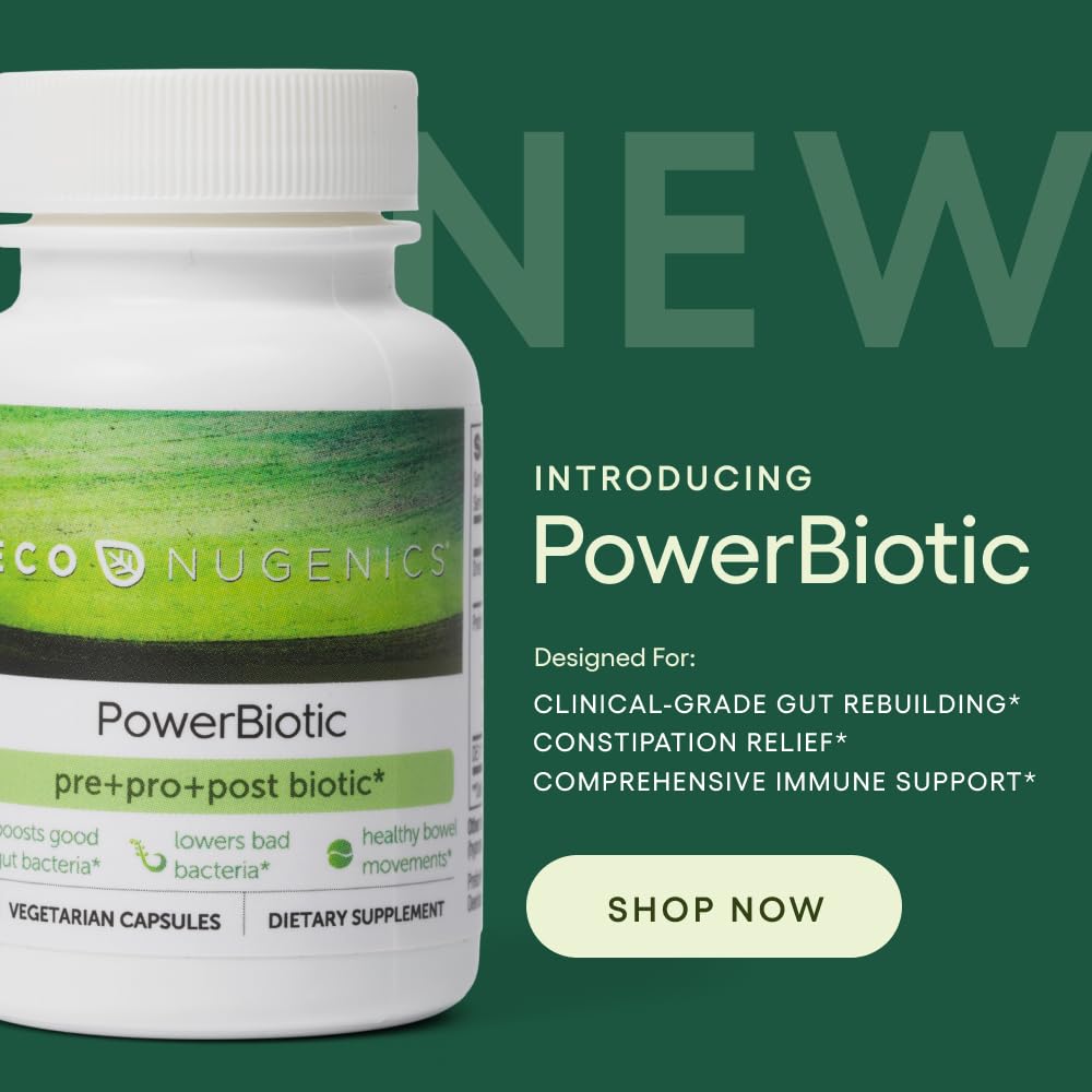 EcoNugenics PowerBiotic Prebiotic, Probiotic & Postbiotic for Men & Women Capsules, 30 Count