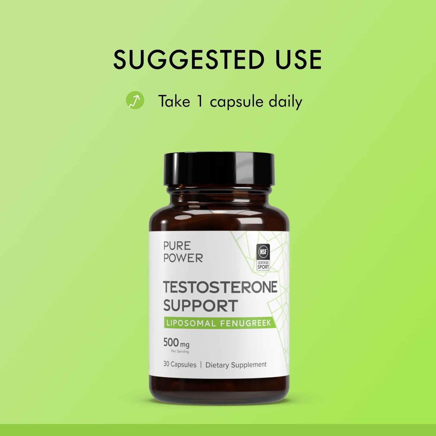 Dr. Mercola Pure Power Testosterone Support Liposomal Fenugreek, 500 mg, 30 Capsules